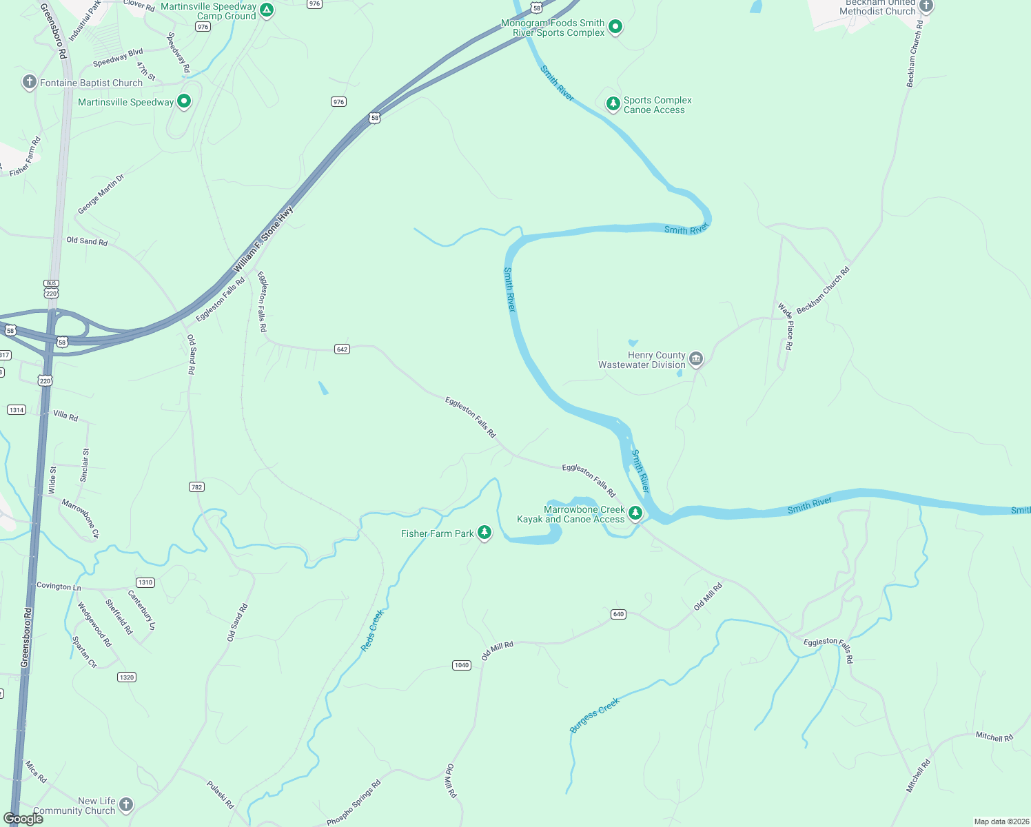 map of restaurants, bars, coffee shops, grocery stores, and more near 1511 Eggleston Falls Road in Ridgeway