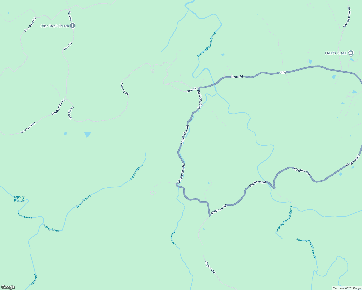 map of restaurants, bars, coffee shops, grocery stores, and more near King Valley Road in McCreary County