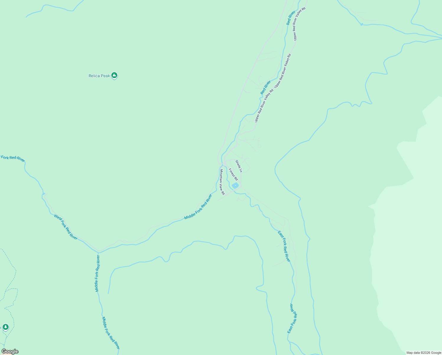 map of restaurants, bars, coffee shops, grocery stores, and more near Mountain View Road in Taos County