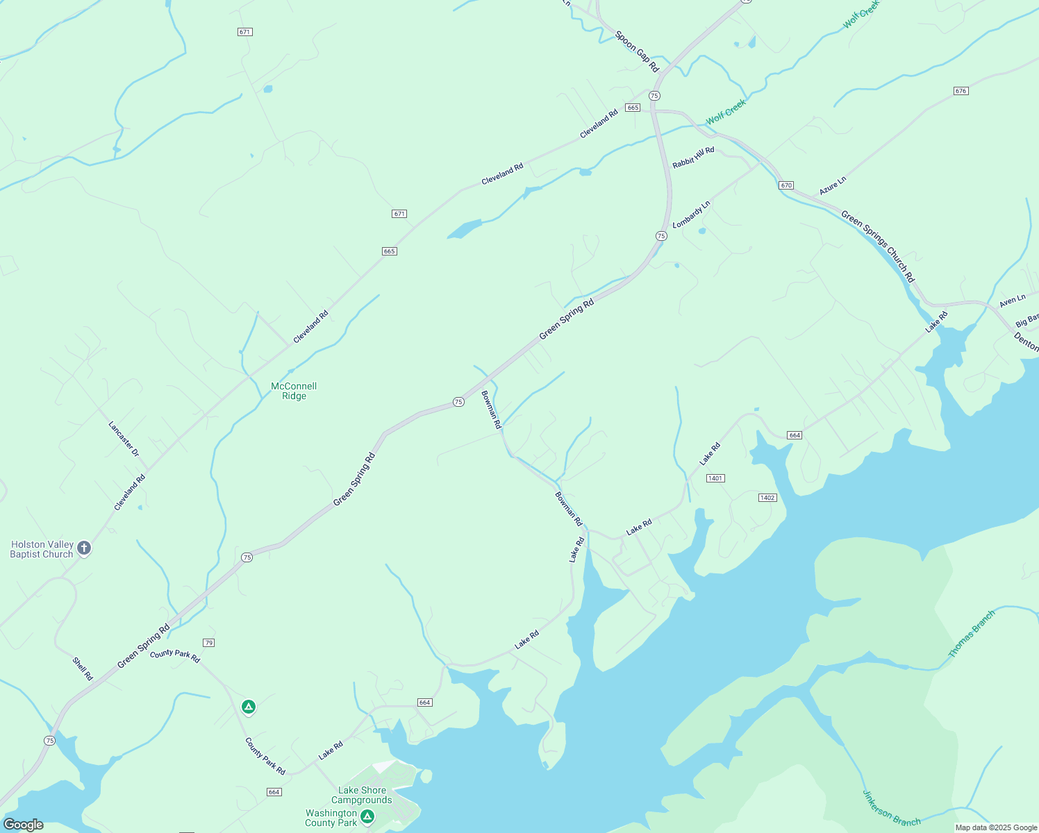 map of restaurants, bars, coffee shops, grocery stores, and more near 23153 Bowman Road in Abingdon