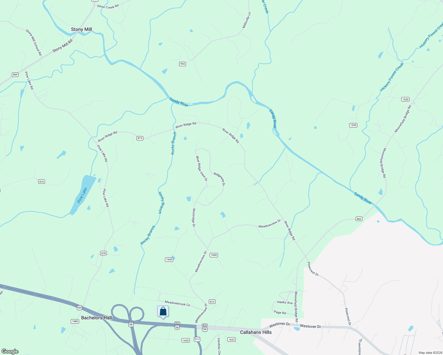 map of restaurants, bars, coffee shops, grocery stores, and more near 138 Ridgeway Drive in Danville