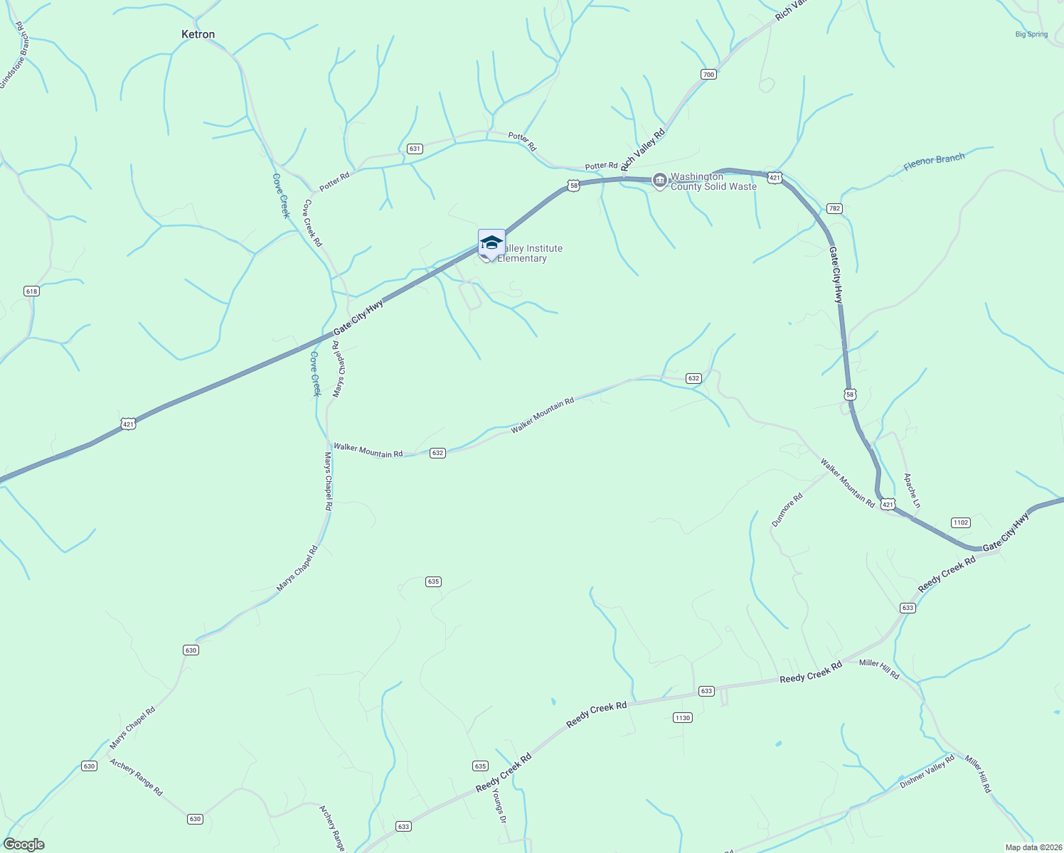 map of restaurants, bars, coffee shops, grocery stores, and more near 4772 Walker Mountain Road in Bristol