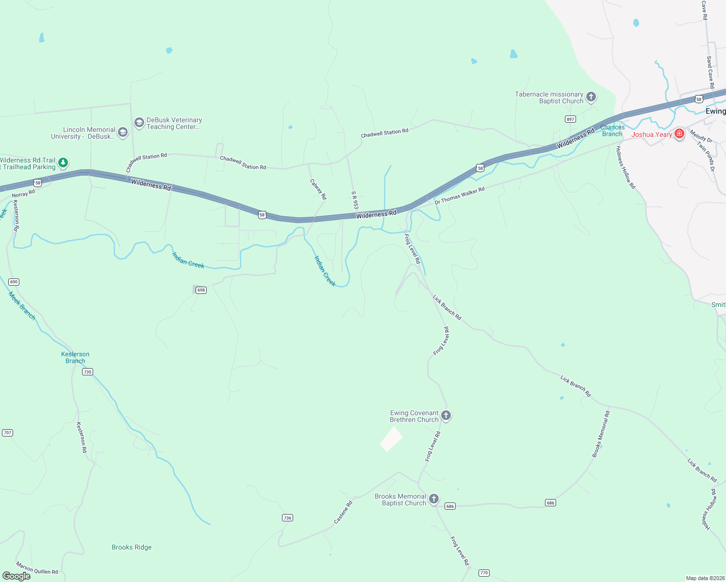 map of restaurants, bars, coffee shops, grocery stores, and more near Indian Creek Road in Ewing