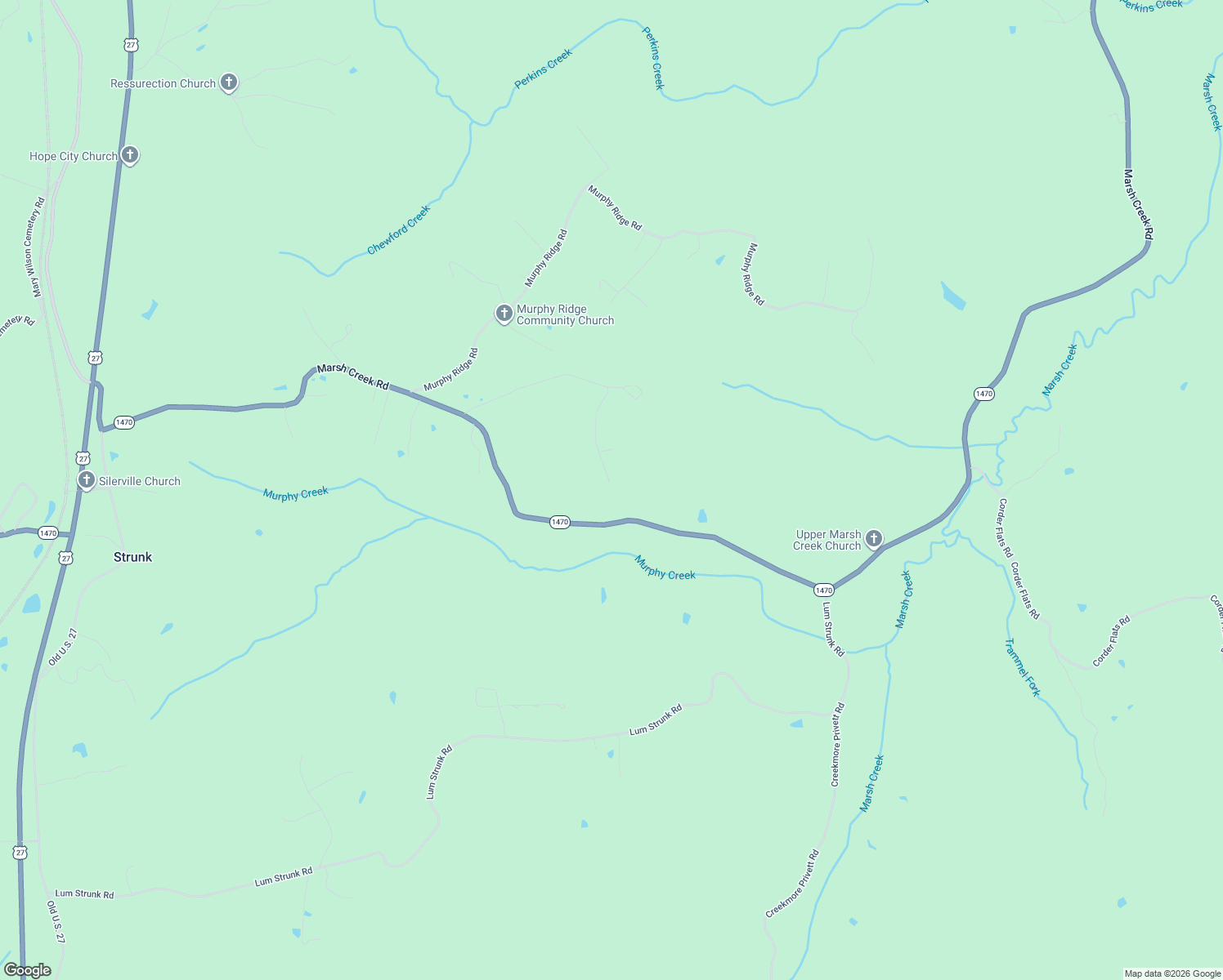 map of restaurants, bars, coffee shops, grocery stores, and more near Jess Privett Road in Strunk