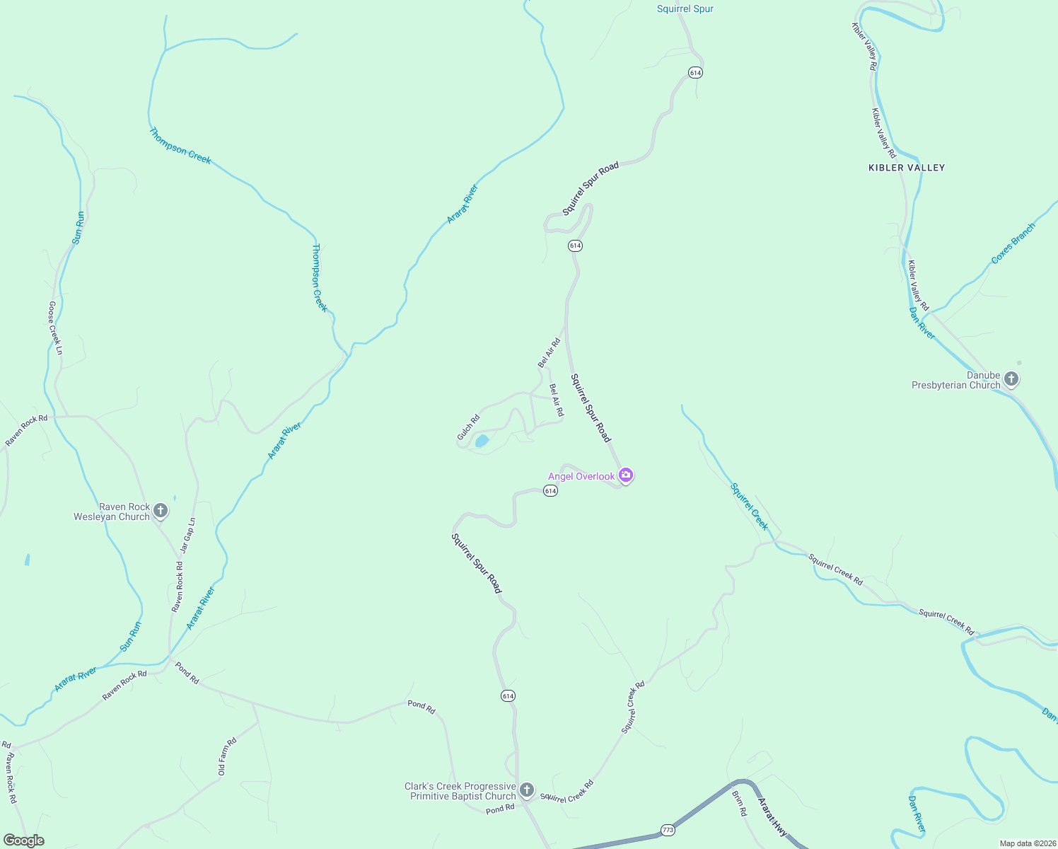 map of restaurants, bars, coffee shops, grocery stores, and more near Bel Air Road in Meadows of Dan