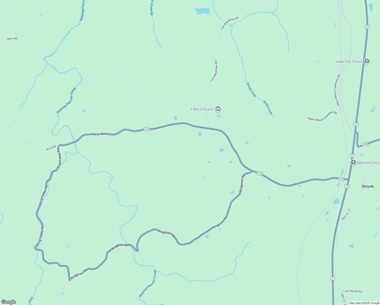map of restaurants, bars, coffee shops, grocery stores, and more near Mount Pleasant Road in Strunk