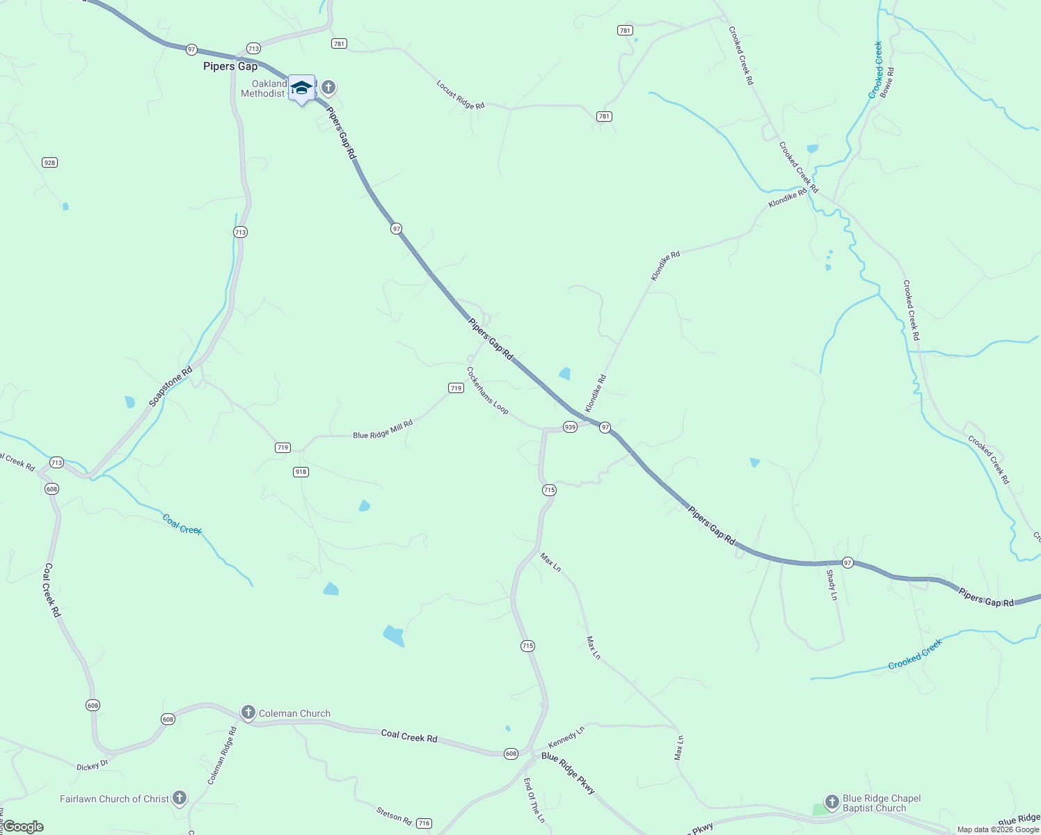 map of restaurants, bars, coffee shops, grocery stores, and more near 347-431 Cockerhams Loop in Galax