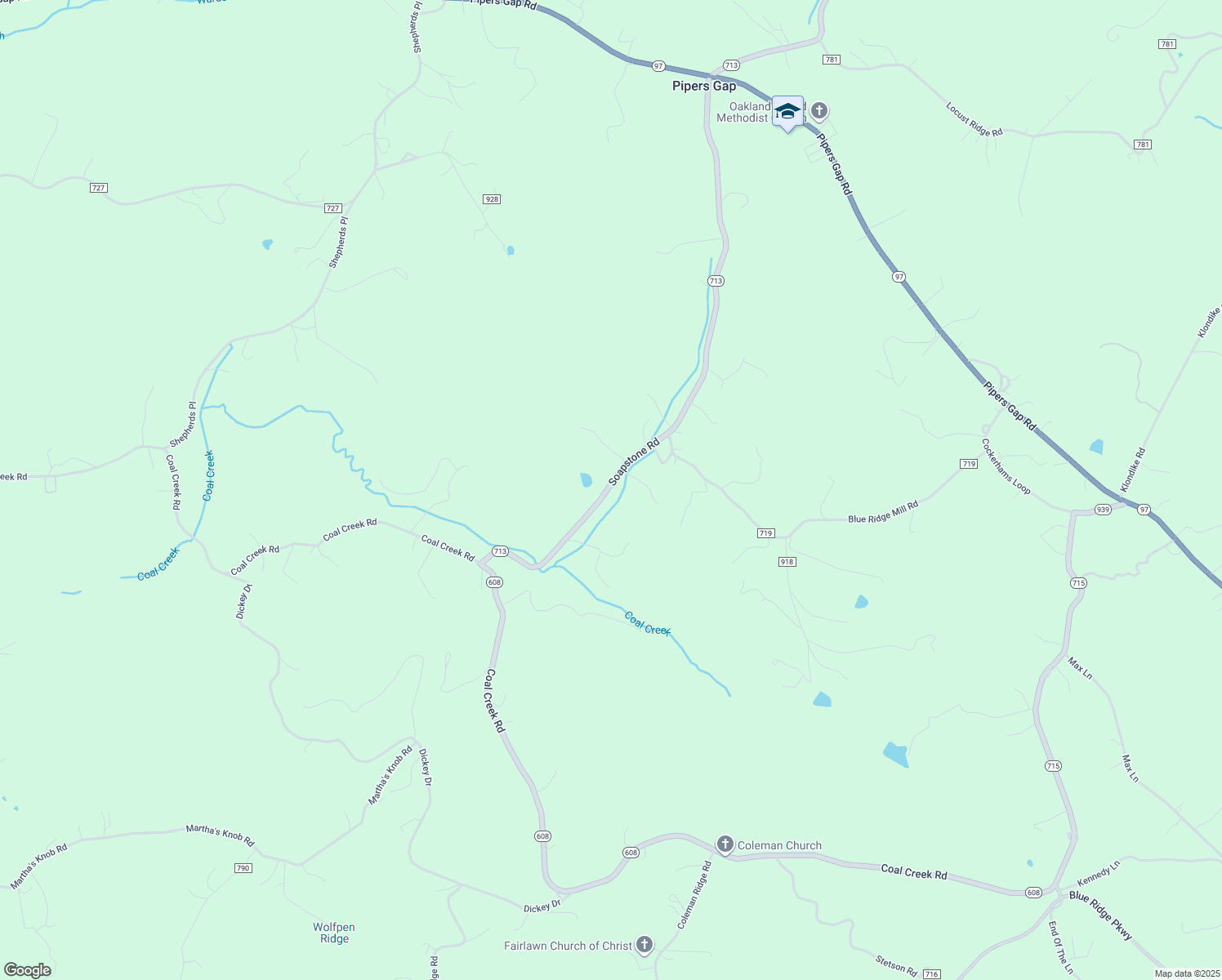 map of restaurants, bars, coffee shops, grocery stores, and more near 1327 Soapstone Road in Galax