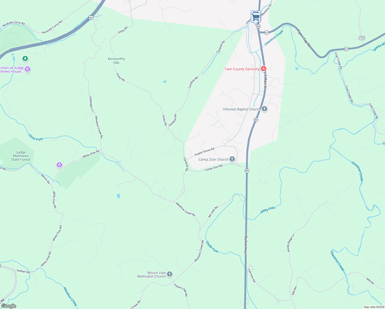 map of restaurants, bars, coffee shops, grocery stores, and more near 131 Poplar Grove Road in Galax