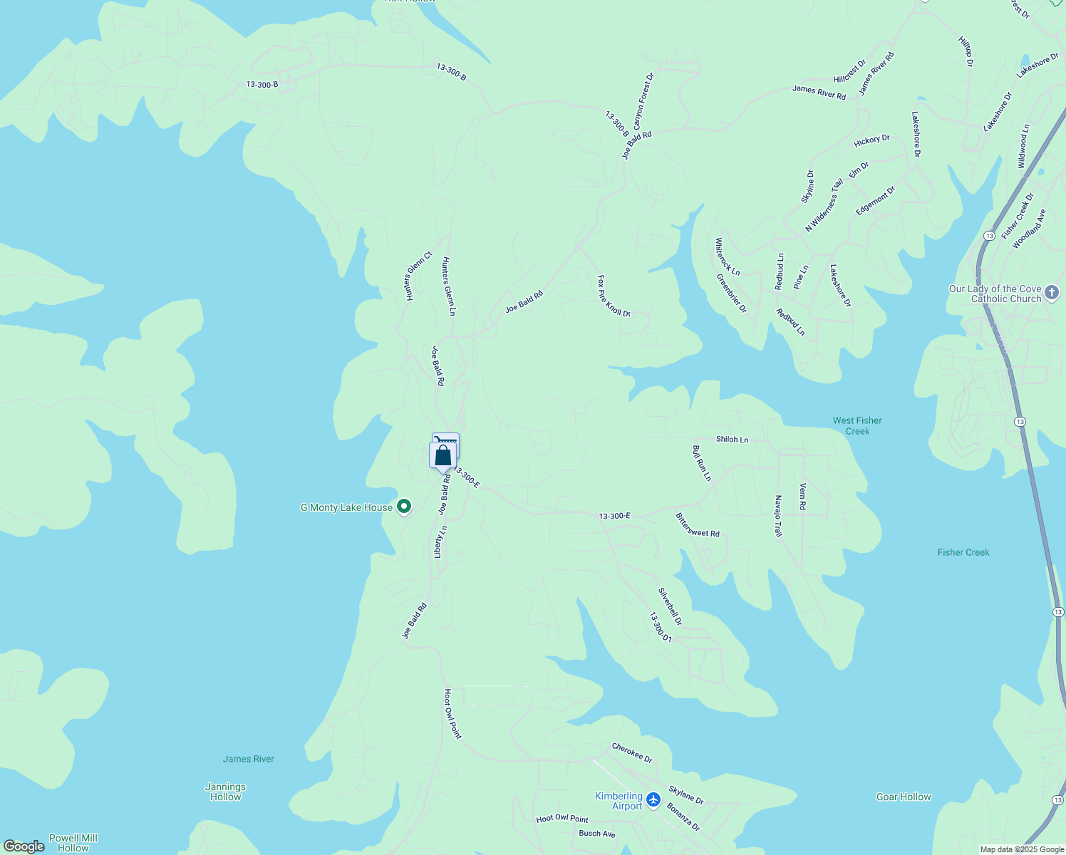 map of restaurants, bars, coffee shops, grocery stores, and more near 482 Plateau Ln in Kimberling City