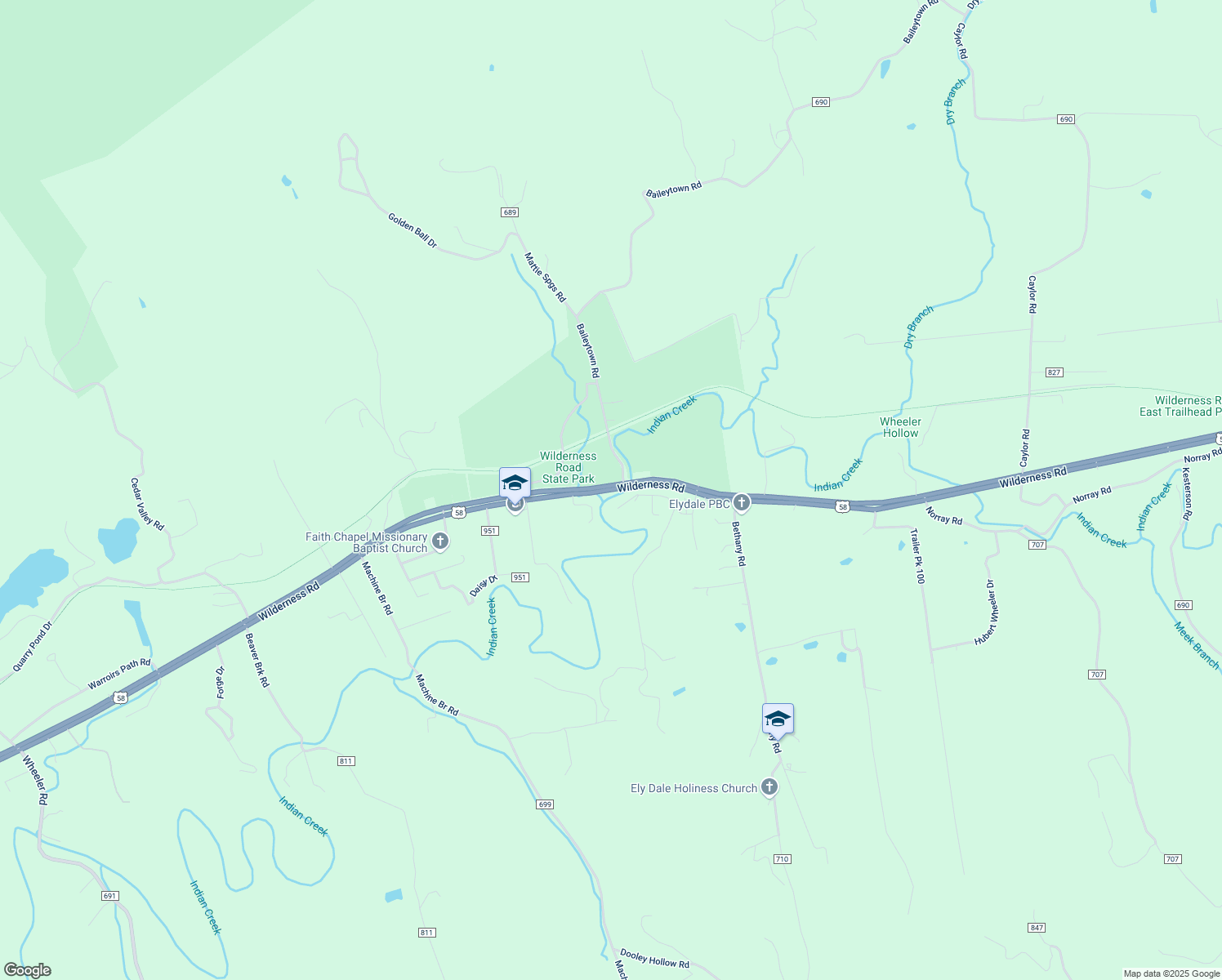 map of restaurants, bars, coffee shops, grocery stores, and more near Wilderness Road in Ewing