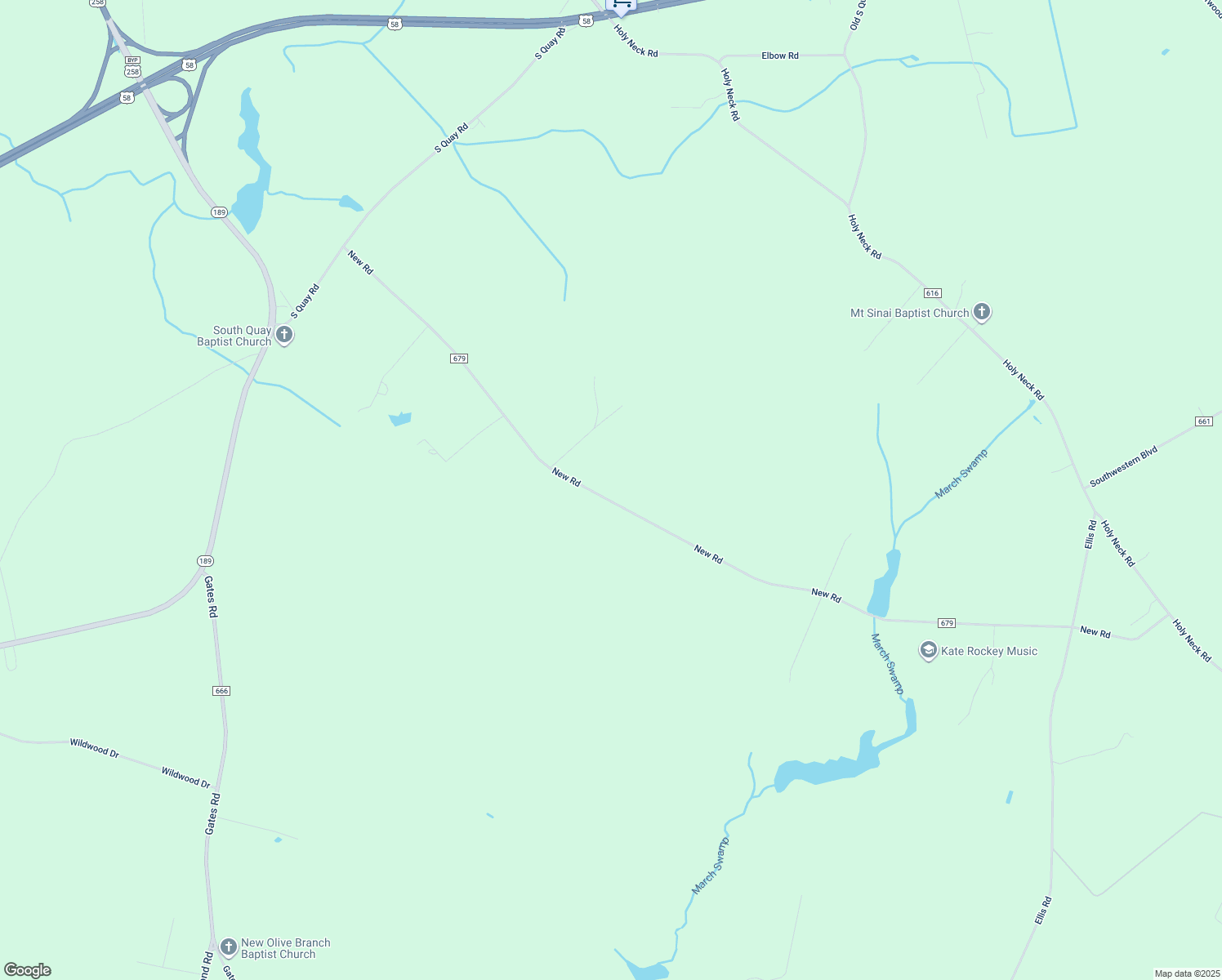 map of restaurants, bars, coffee shops, grocery stores, and more near 9162 New Road in Suffolk