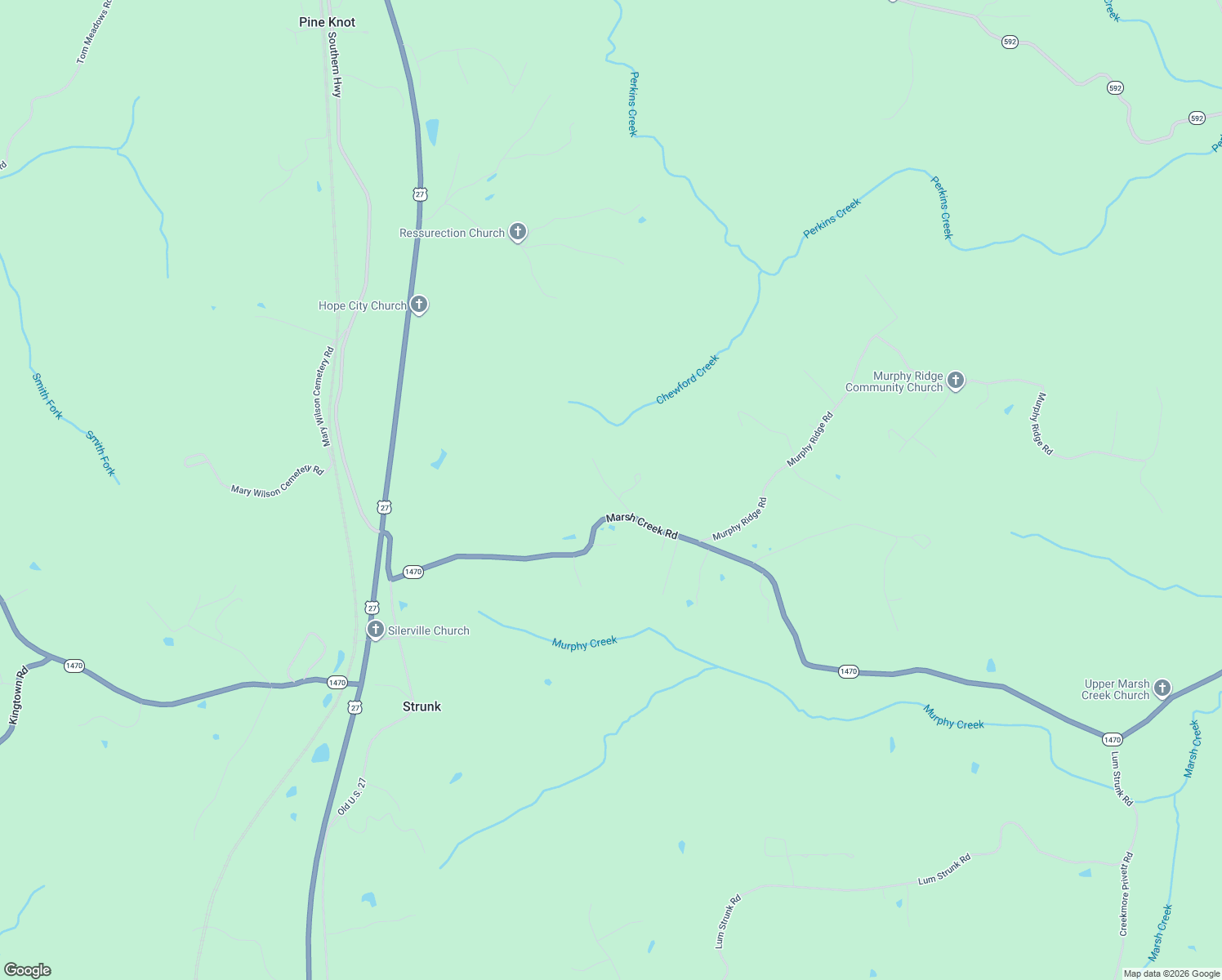 map of restaurants, bars, coffee shops, grocery stores, and more near H King Road in McCreary County