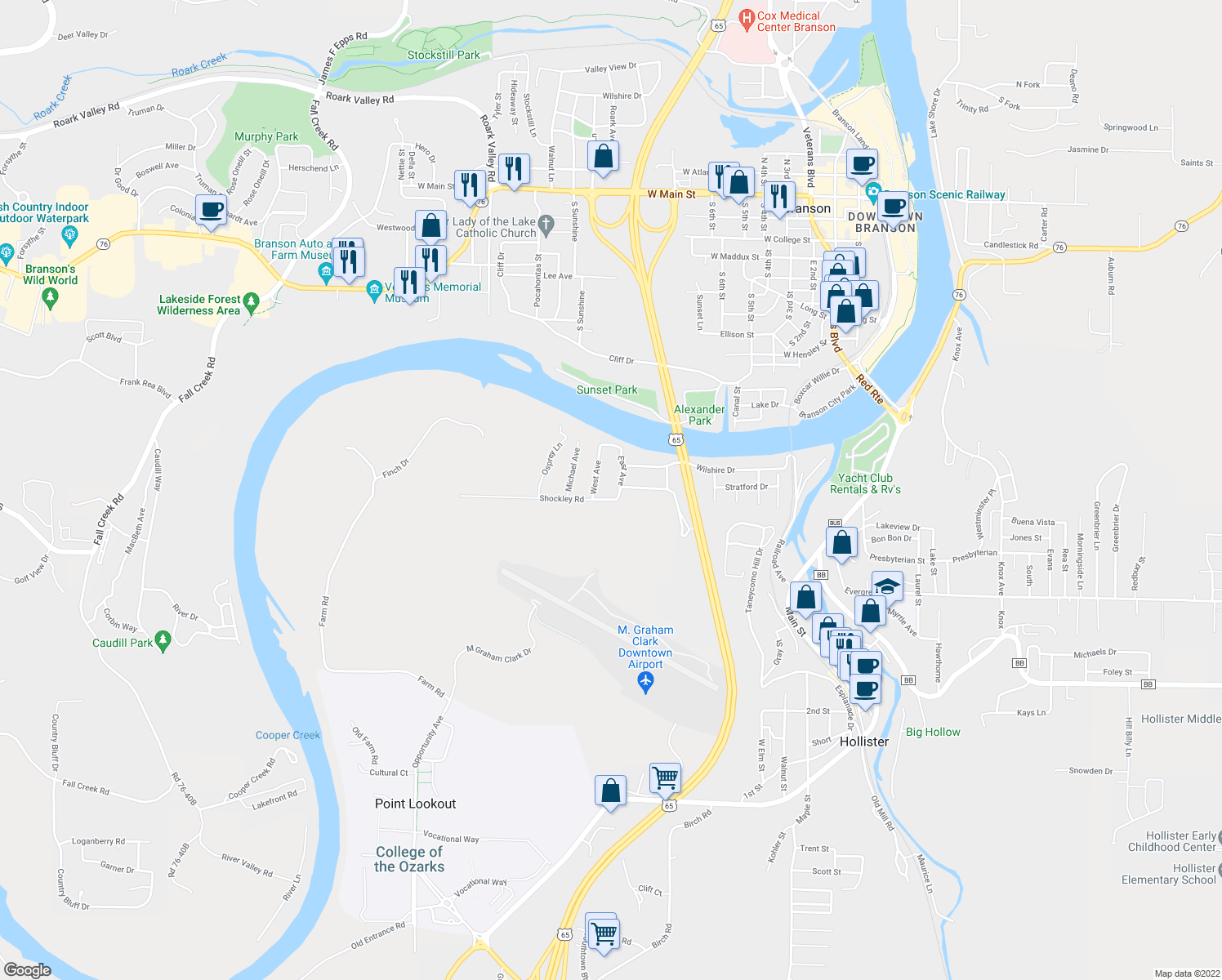 map of restaurants, bars, coffee shops, grocery stores, and more near in Hollister