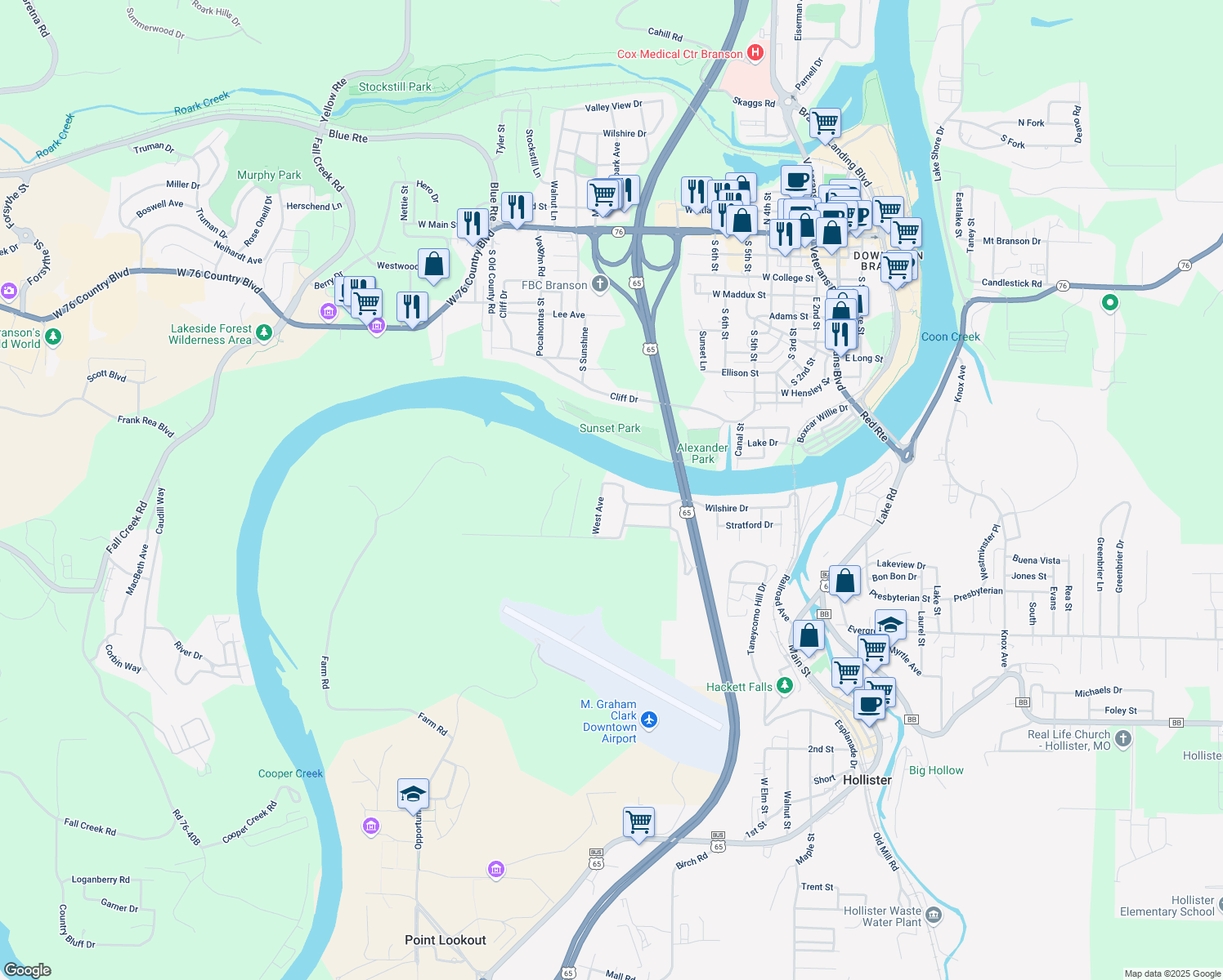map of restaurants, bars, coffee shops, grocery stores, and more near 140 Wilshire Drive in Hollister