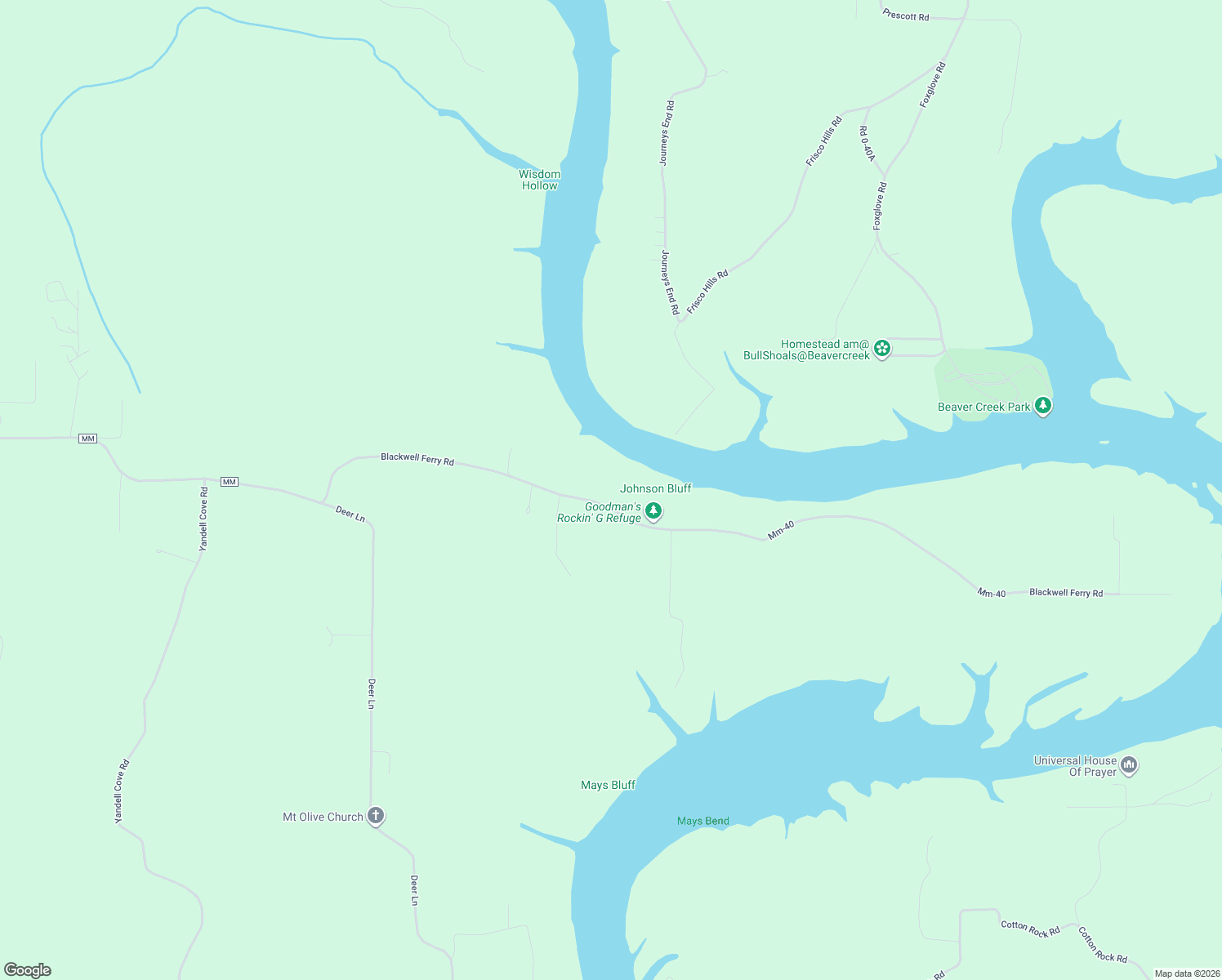 map of restaurants, bars, coffee shops, grocery stores, and more near 1093 Blackwell Ferry Road in Kirbyville