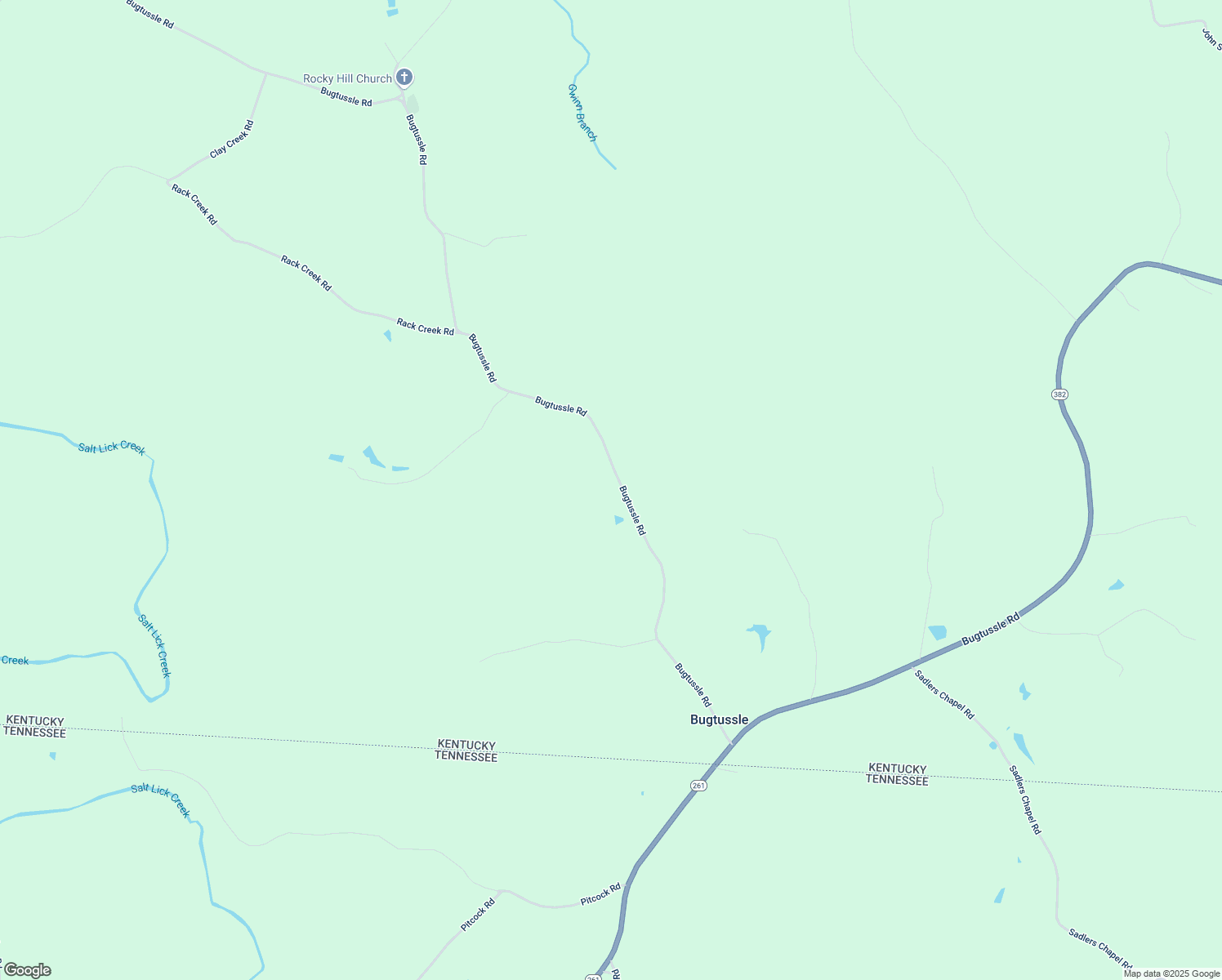 map of restaurants, bars, coffee shops, grocery stores, and more near 6509-7399 Bugtussle Road in Gamaliel