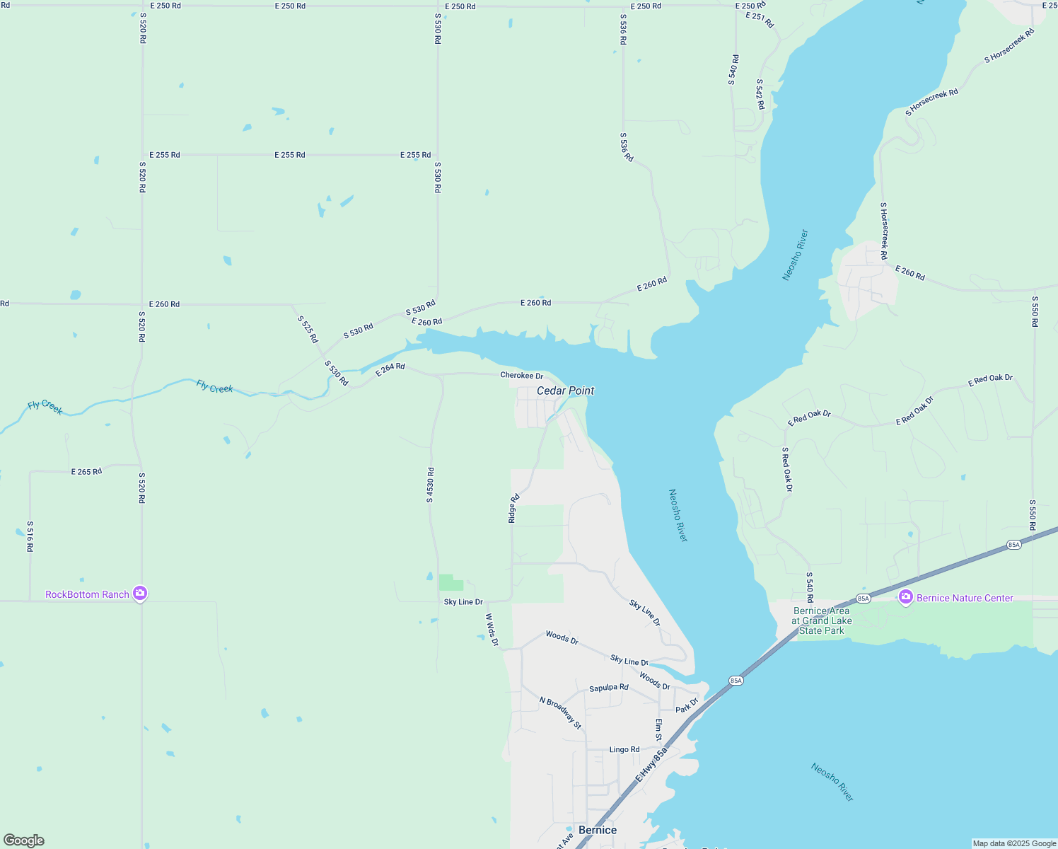 map of restaurants, bars, coffee shops, grocery stores, and more near 504 1st Street in Bernice