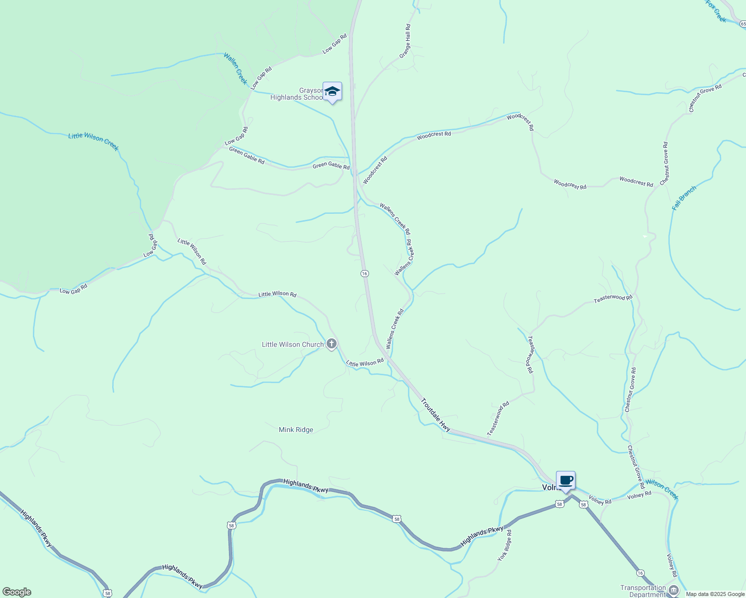 map of restaurants, bars, coffee shops, grocery stores, and more near 5588-5804 B F Buchanan Highway in Troutdale