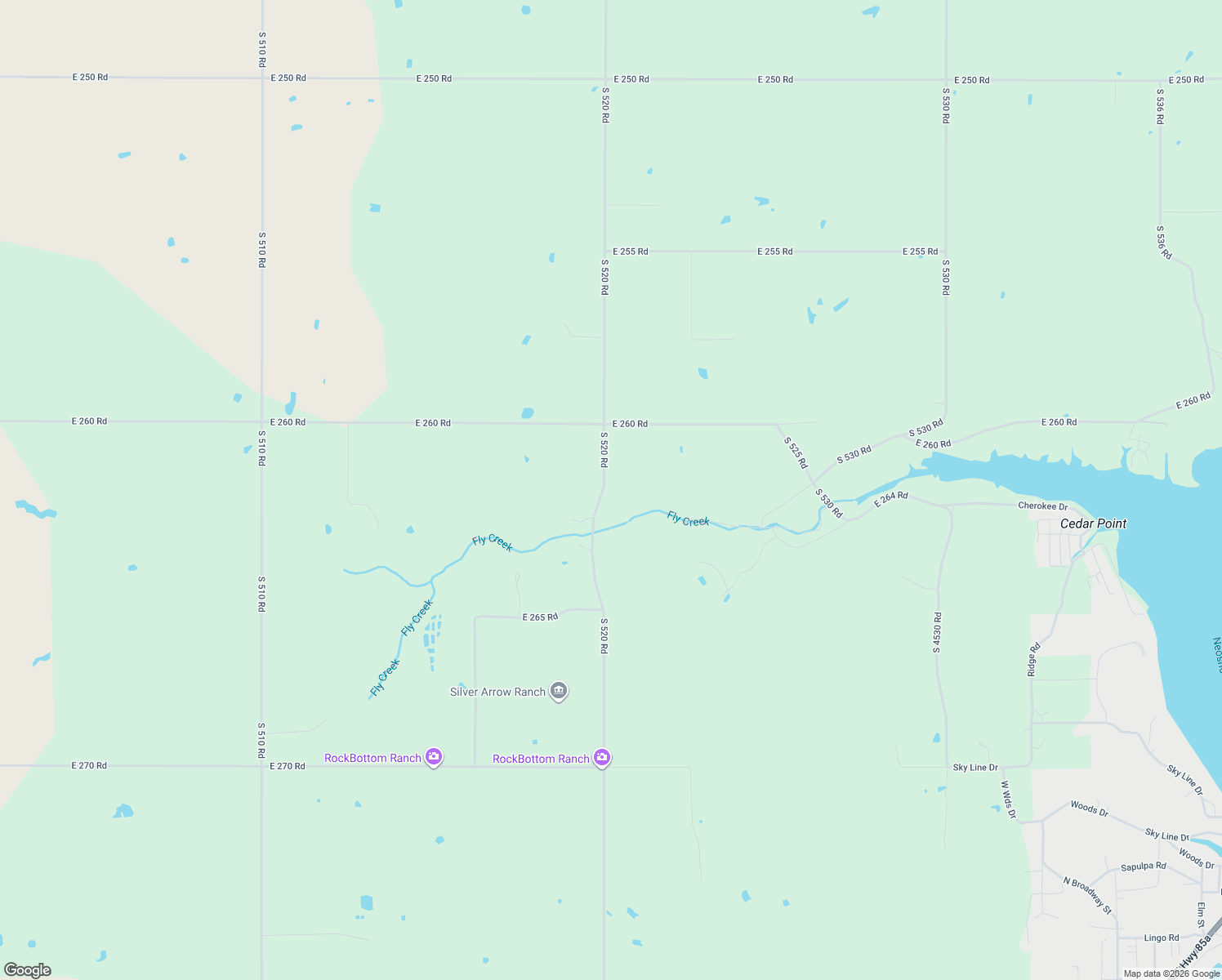 map of restaurants, bars, coffee shops, grocery stores, and more near 26001-26245 South 520 Road in Afton