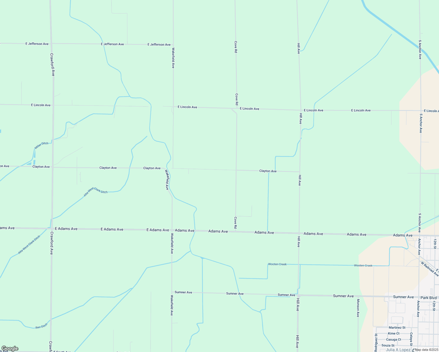 map of restaurants, bars, coffee shops, grocery stores, and more near 24493 Clayton Avenue in Orange Cove