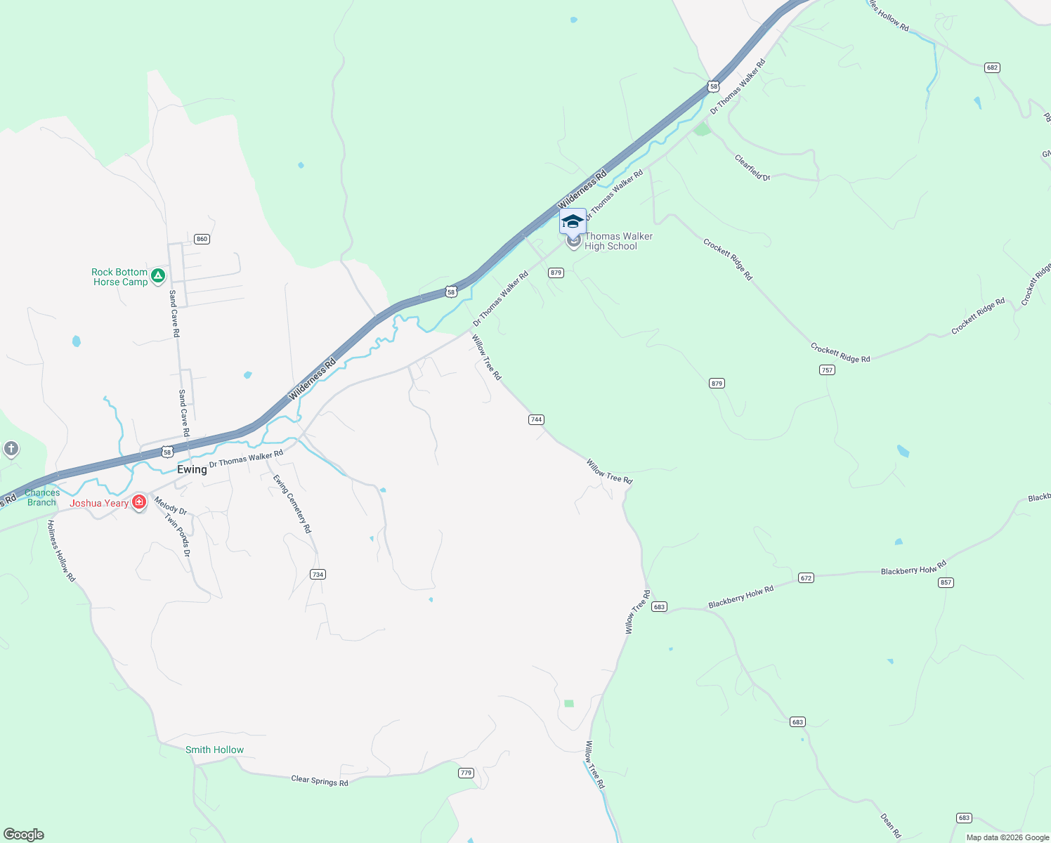 map of restaurants, bars, coffee shops, grocery stores, and more near State Road 744 in Ewing