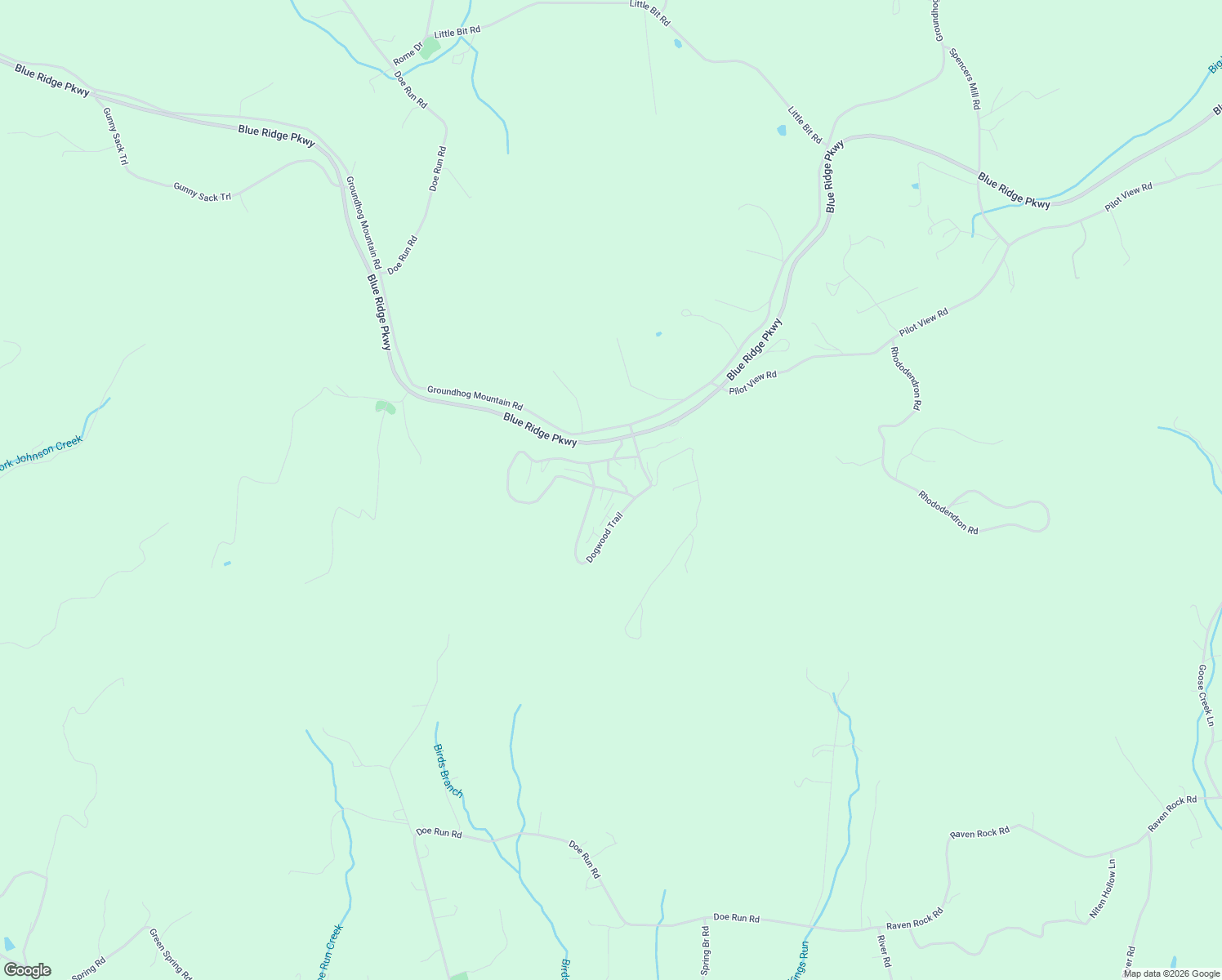 map of restaurants, bars, coffee shops, grocery stores, and more near Deer Run Trail in Hillsville