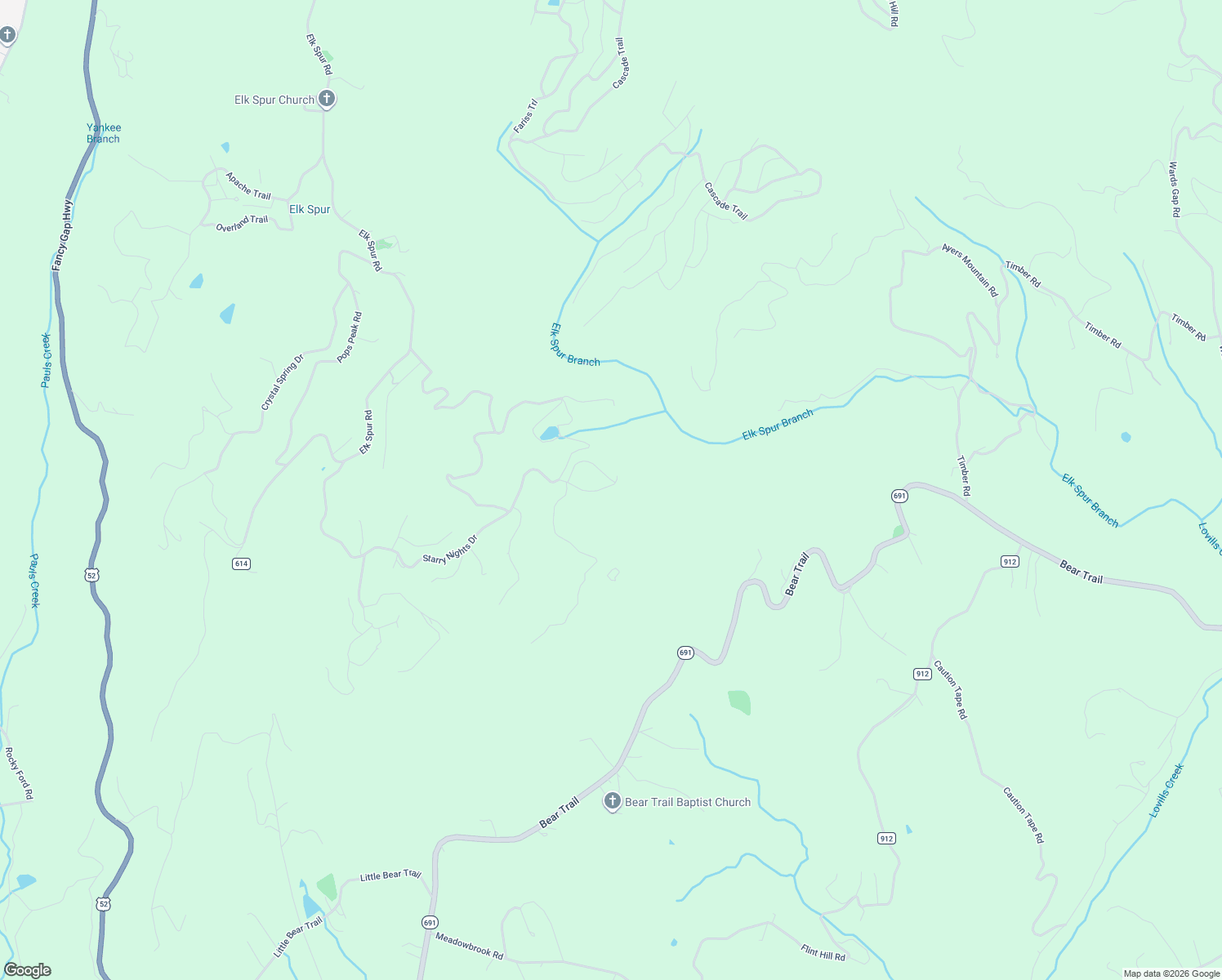 map of restaurants, bars, coffee shops, grocery stores, and more near Starry Nights Drive in Cana