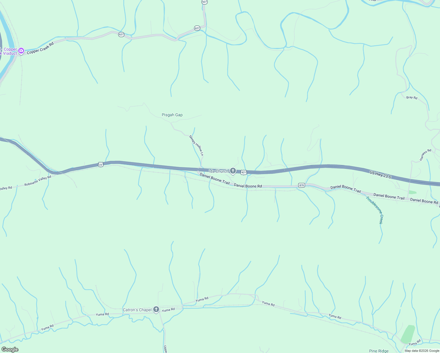 map of restaurants, bars, coffee shops, grocery stores, and more near 5467 Daniel Boone Road in Gate City