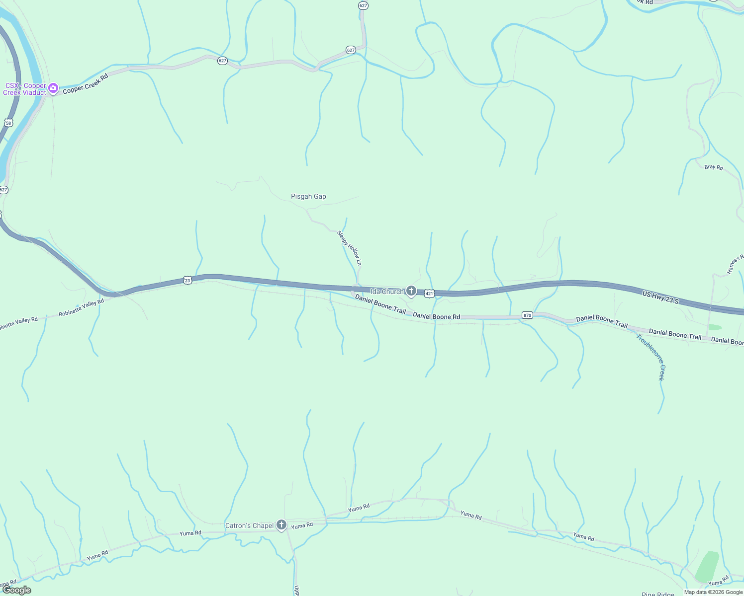 map of restaurants, bars, coffee shops, grocery stores, and more near 5467 Daniel Boone Road in Gate City