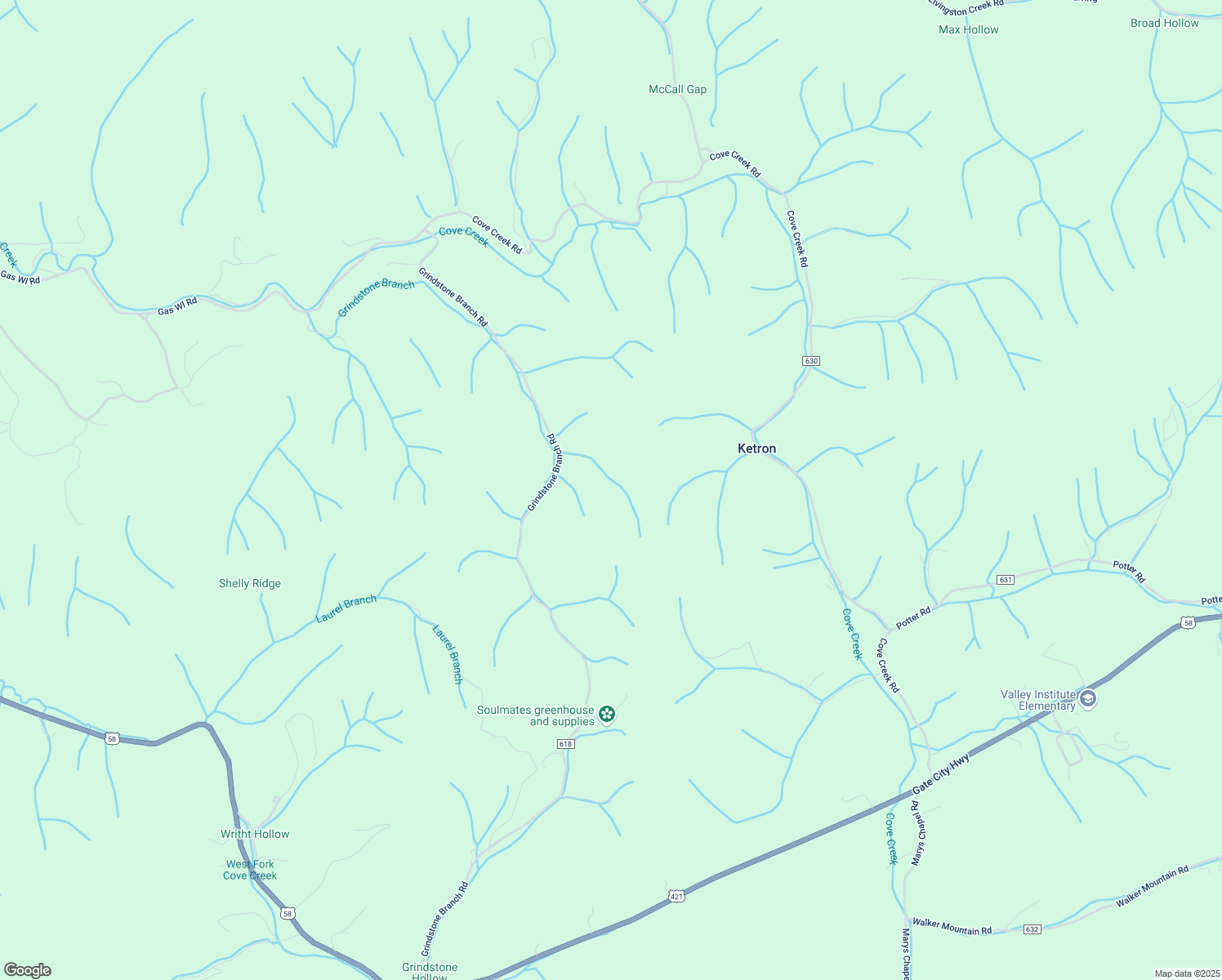 map of restaurants, bars, coffee shops, grocery stores, and more near 21089-21195 Grindstone Branch Road in Bristol