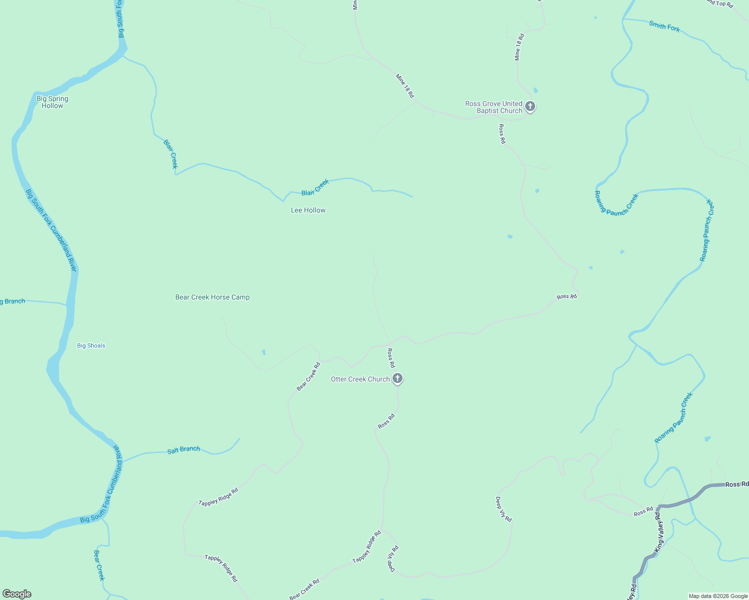 map of restaurants, bars, coffee shops, grocery stores, and more near Blair Road in McCreary County