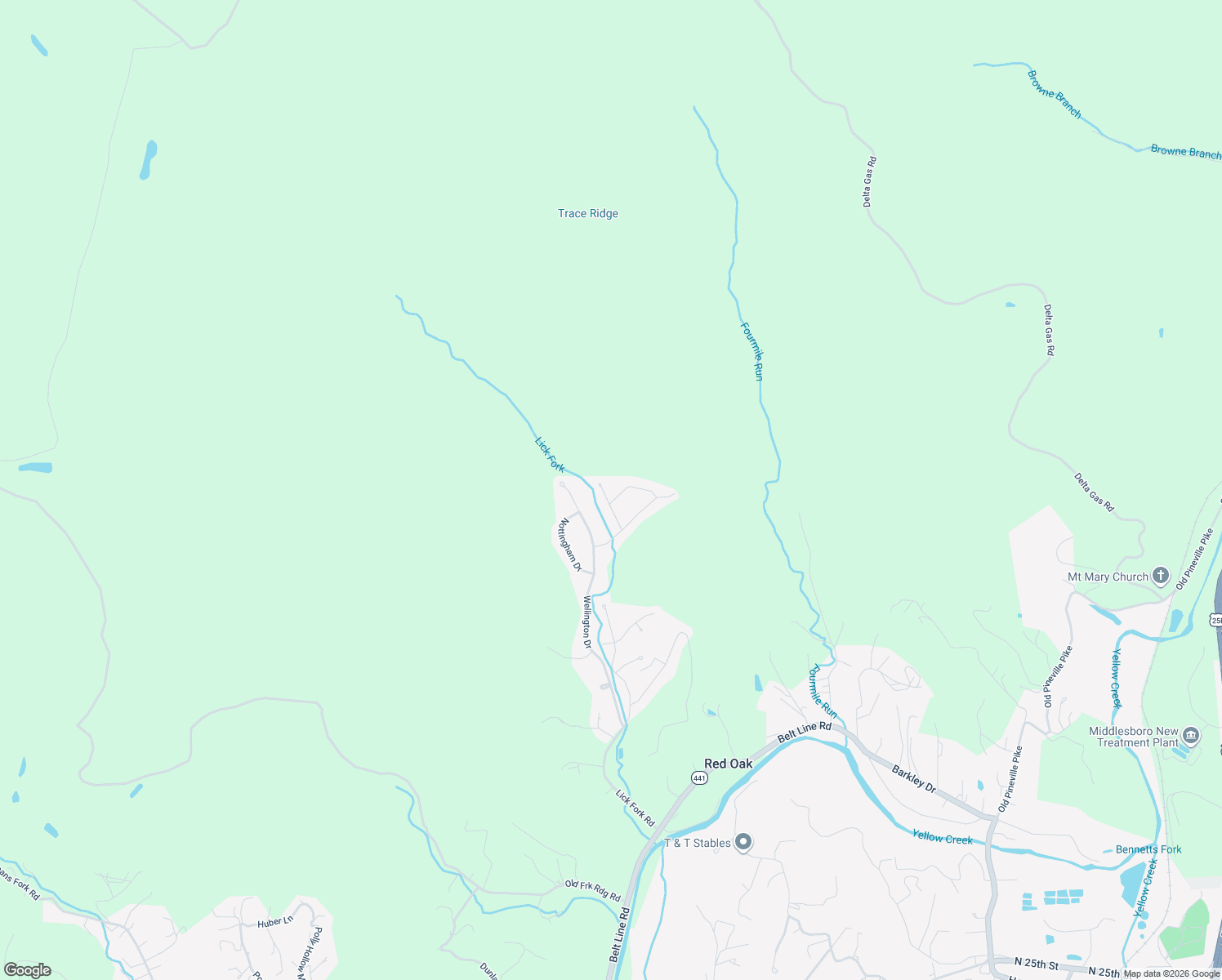 map of restaurants, bars, coffee shops, grocery stores, and more near Hawthorne Dr in Middlesboro