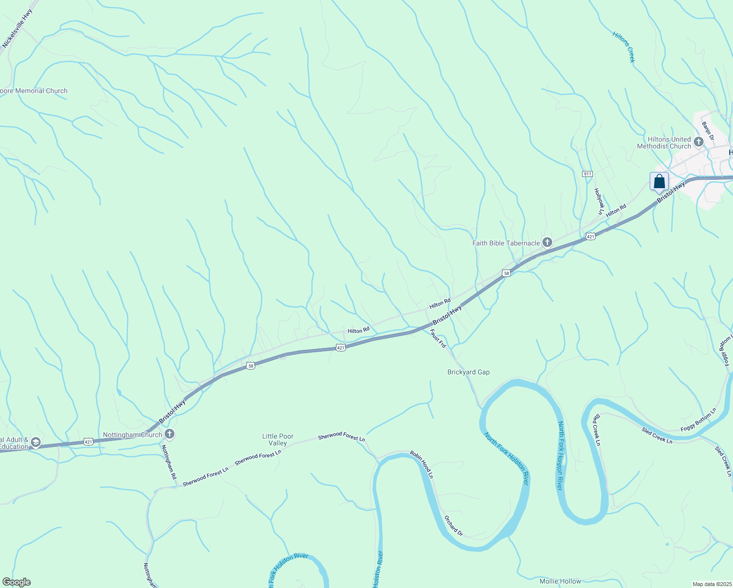 map of restaurants, bars, coffee shops, grocery stores, and more near 1101 Hilton Road in Gate City