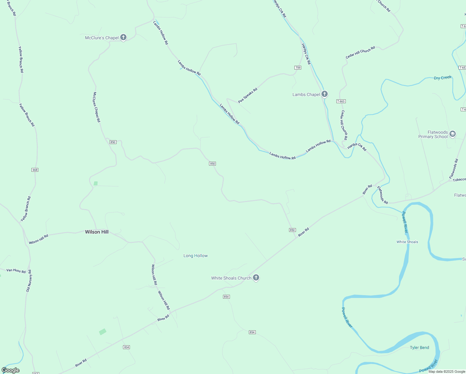 map of restaurants, bars, coffee shops, grocery stores, and more near 1309 Martin Wolf Road in Rose Hill