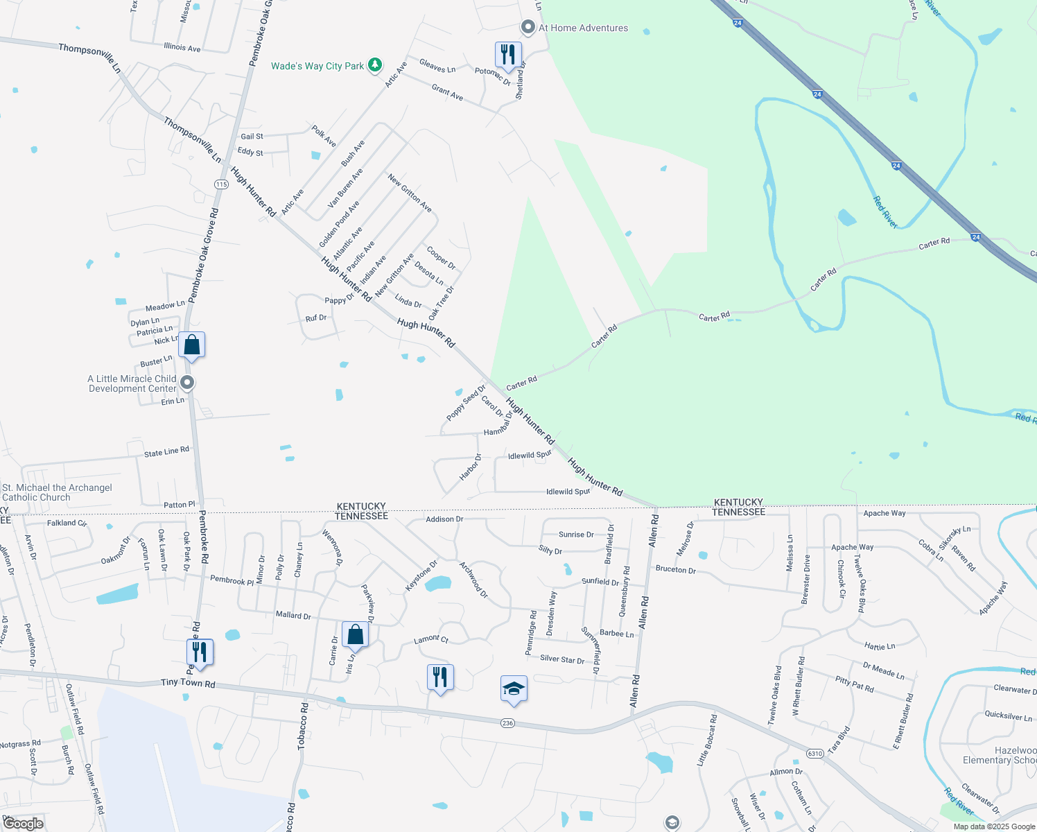 1529 Hugh Hunter Road, Oak Grove KY Walk Score