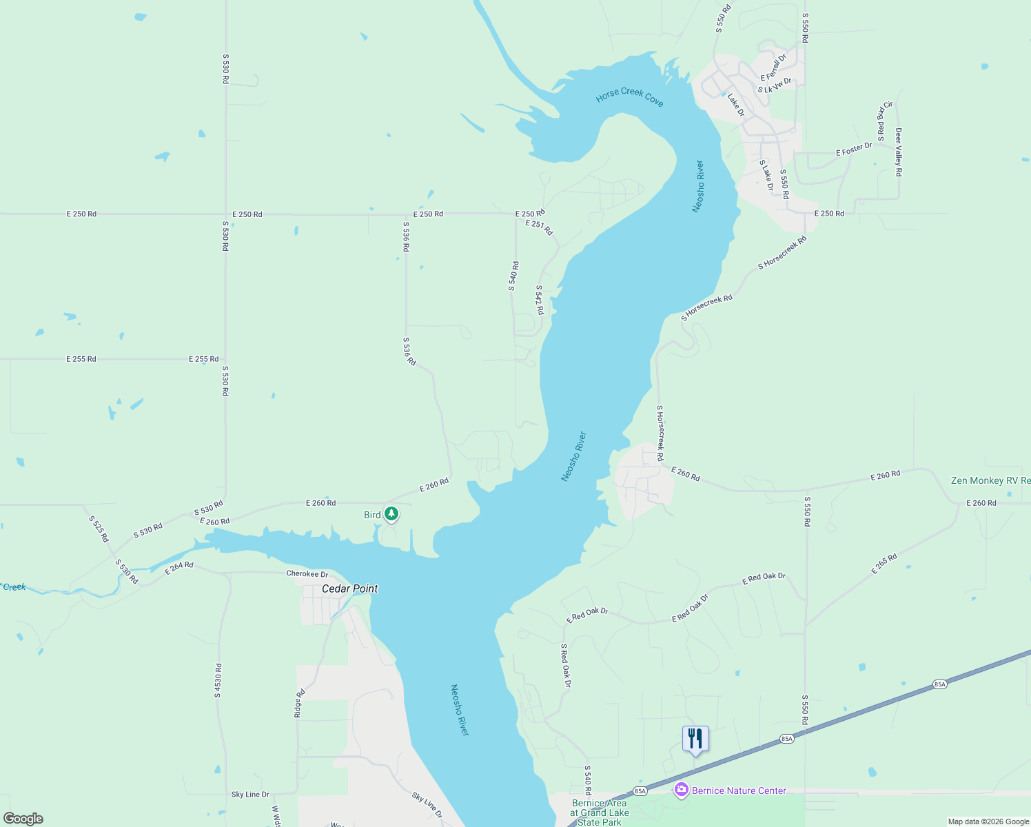 map of restaurants, bars, coffee shops, grocery stores, and more near South 540 Road in Afton