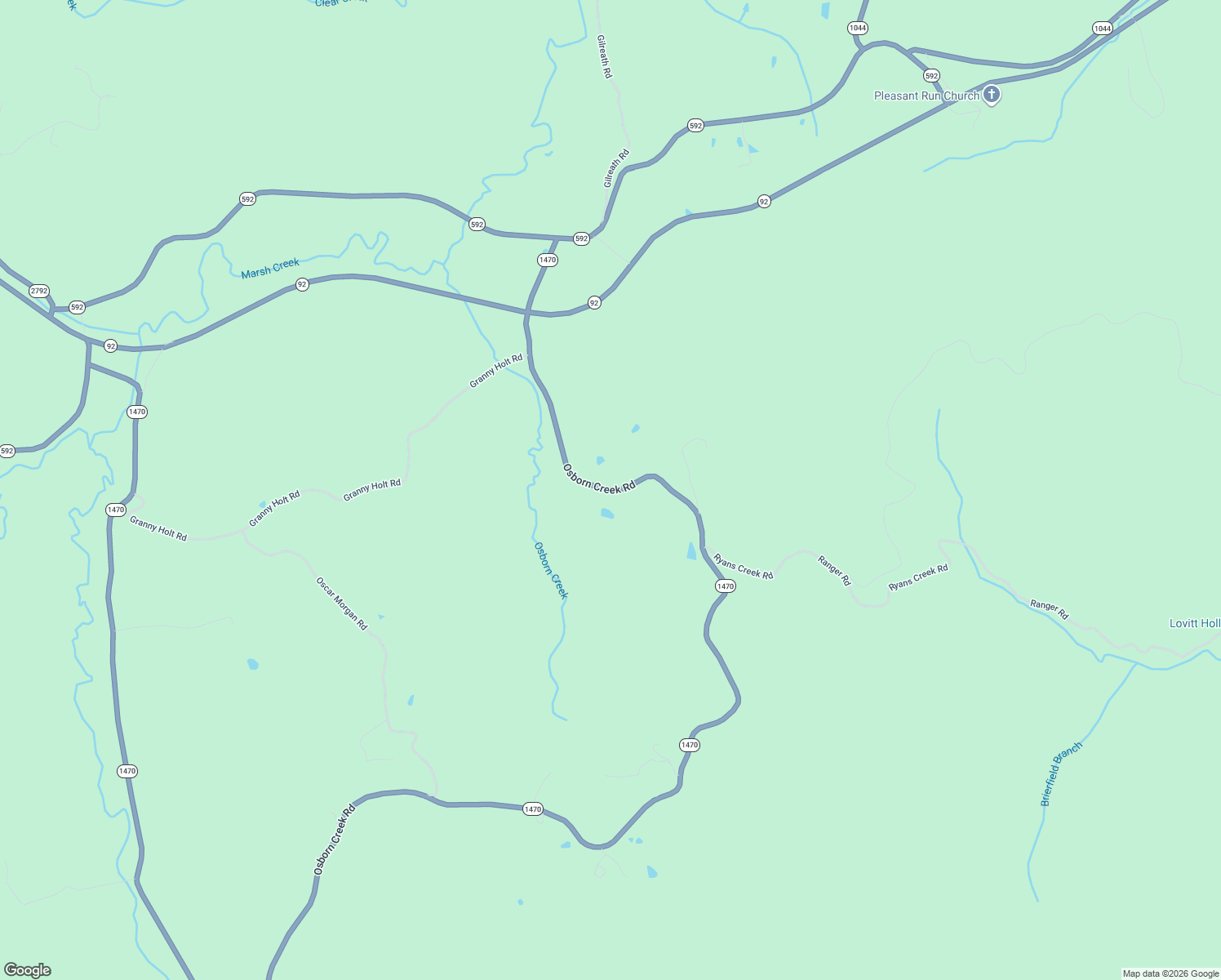 map of restaurants, bars, coffee shops, grocery stores, and more near Osborn Creek Road in Pine Knot