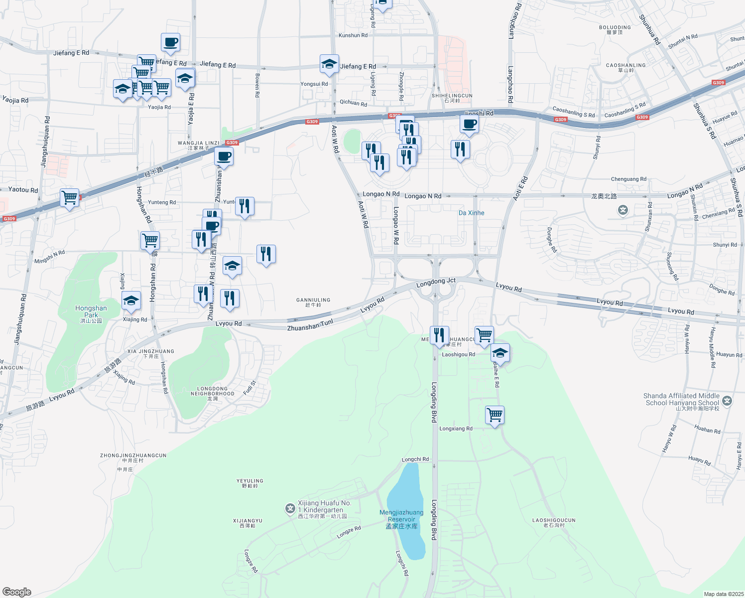 map of restaurants, bars, coffee shops, grocery stores, and more near in 济南市