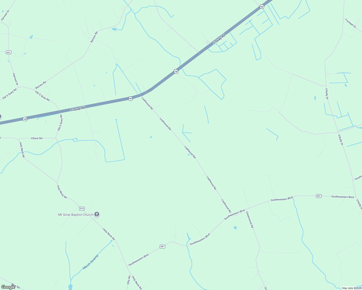 map of restaurants, bars, coffee shops, grocery stores, and more near 6367 Leafwood Road in Suffolk