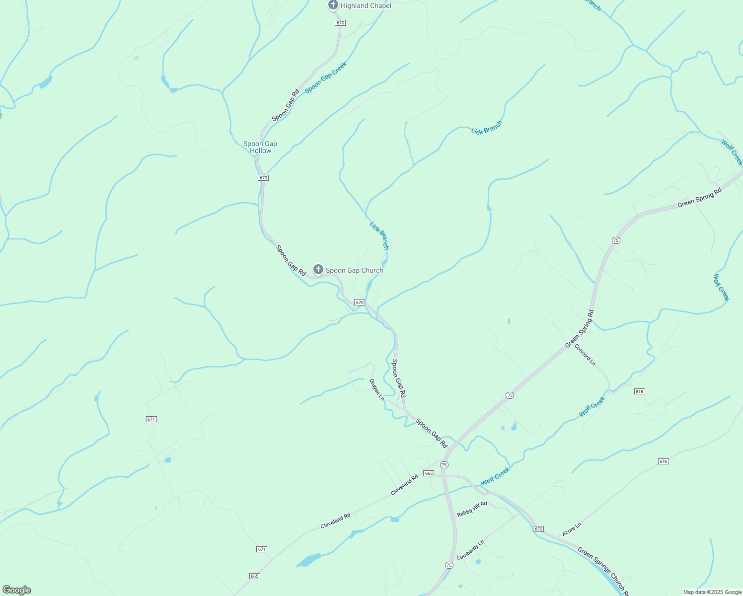 map of restaurants, bars, coffee shops, grocery stores, and more near 21333 Spoon Gap Road in Abingdon