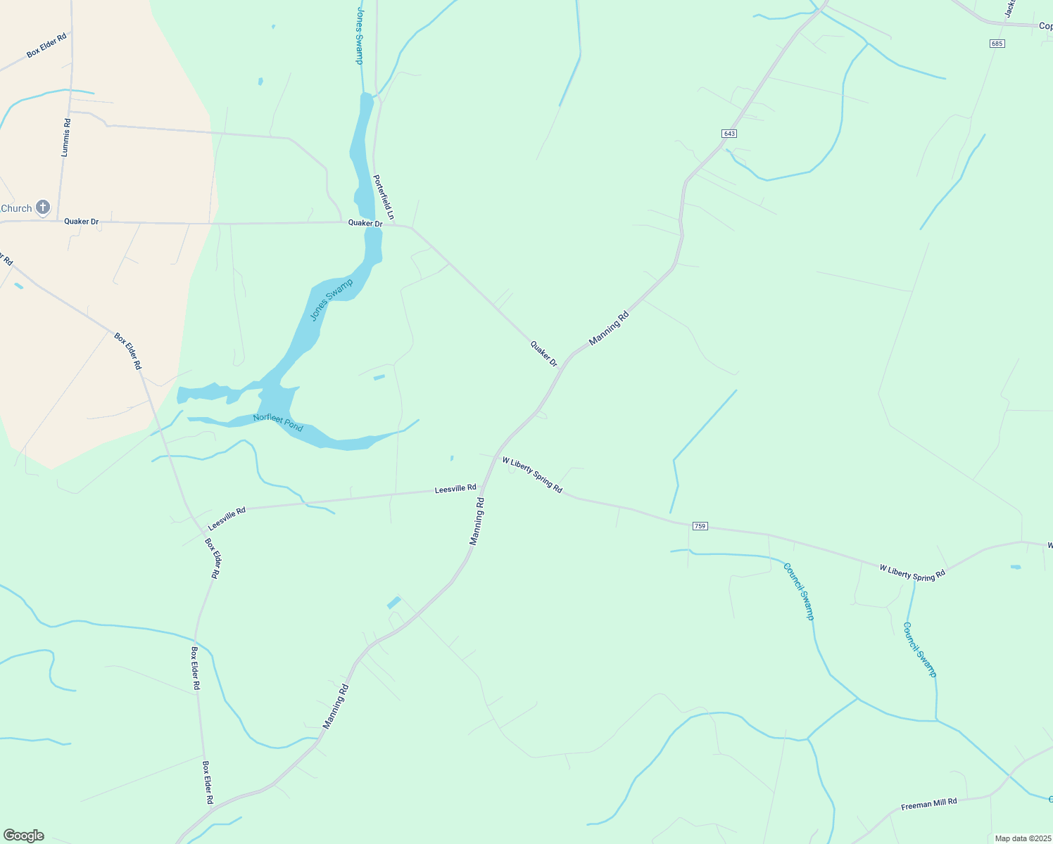 map of restaurants, bars, coffee shops, grocery stores, and more near 3409 Manning Rd in Suffolk