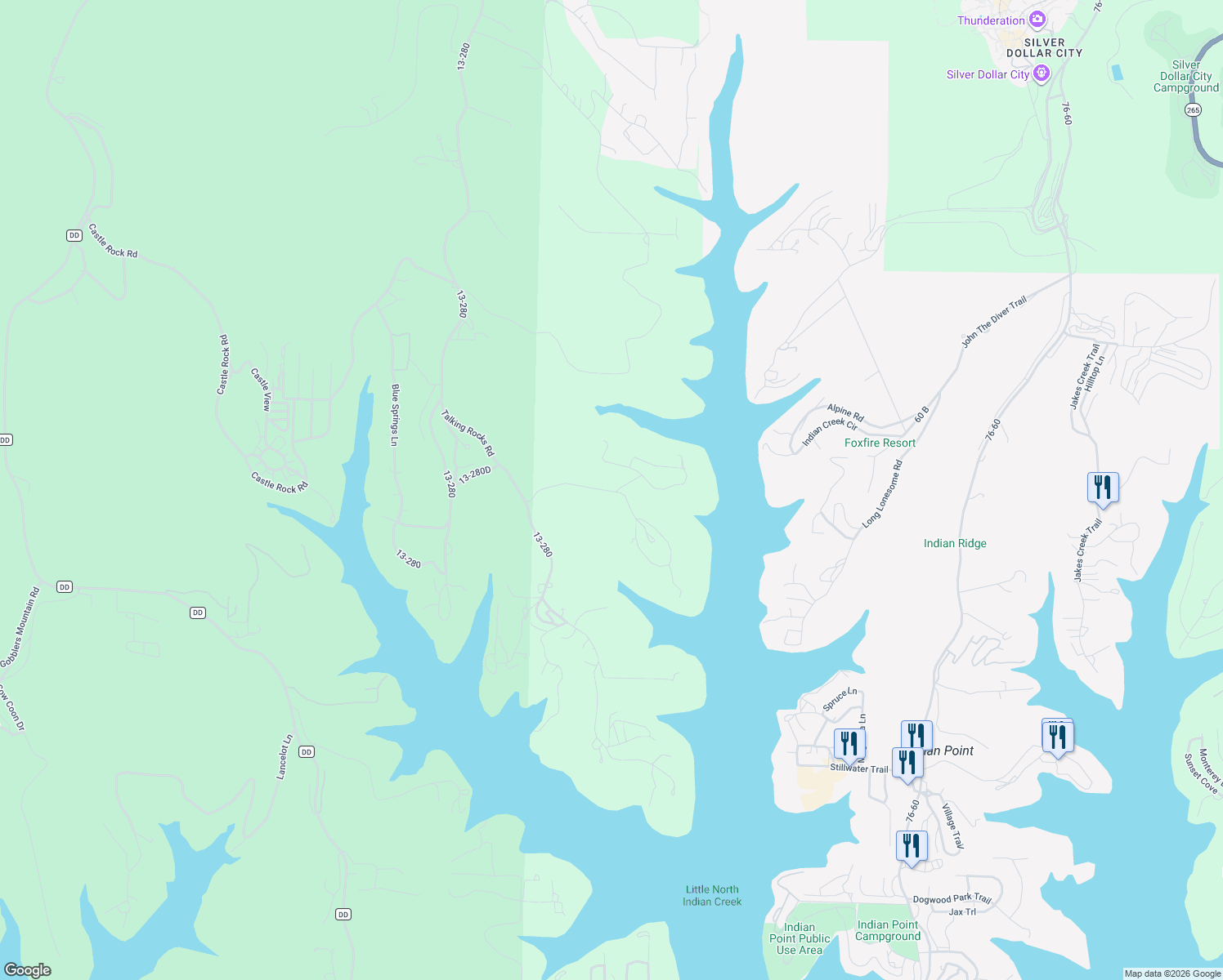 map of restaurants, bars, coffee shops, grocery stores, and more near 2-90 Canada Dr in Reeds Spring