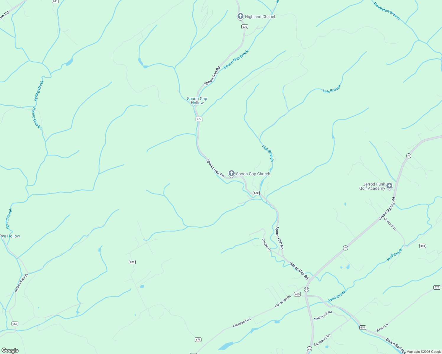 map of restaurants, bars, coffee shops, grocery stores, and more near 21710 Spoon Gap Road in Abingdon