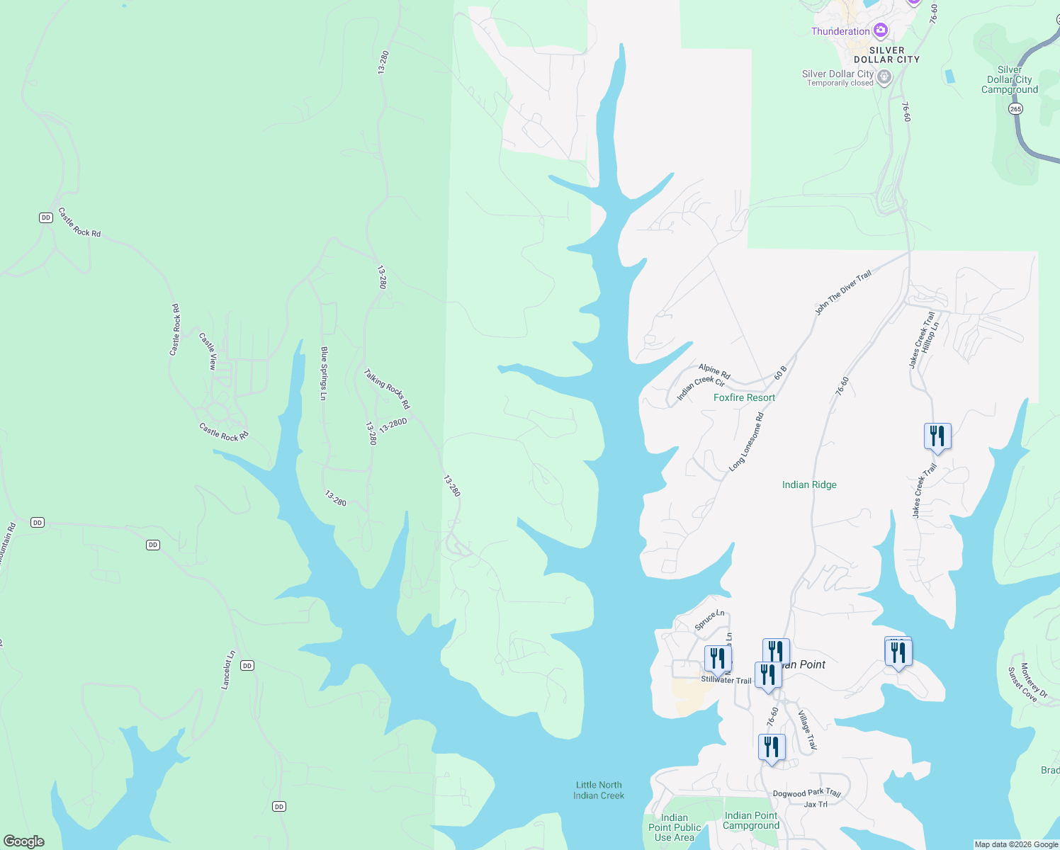 map of restaurants, bars, coffee shops, grocery stores, and more near 2-90 Canada Dr in Reeds Spring