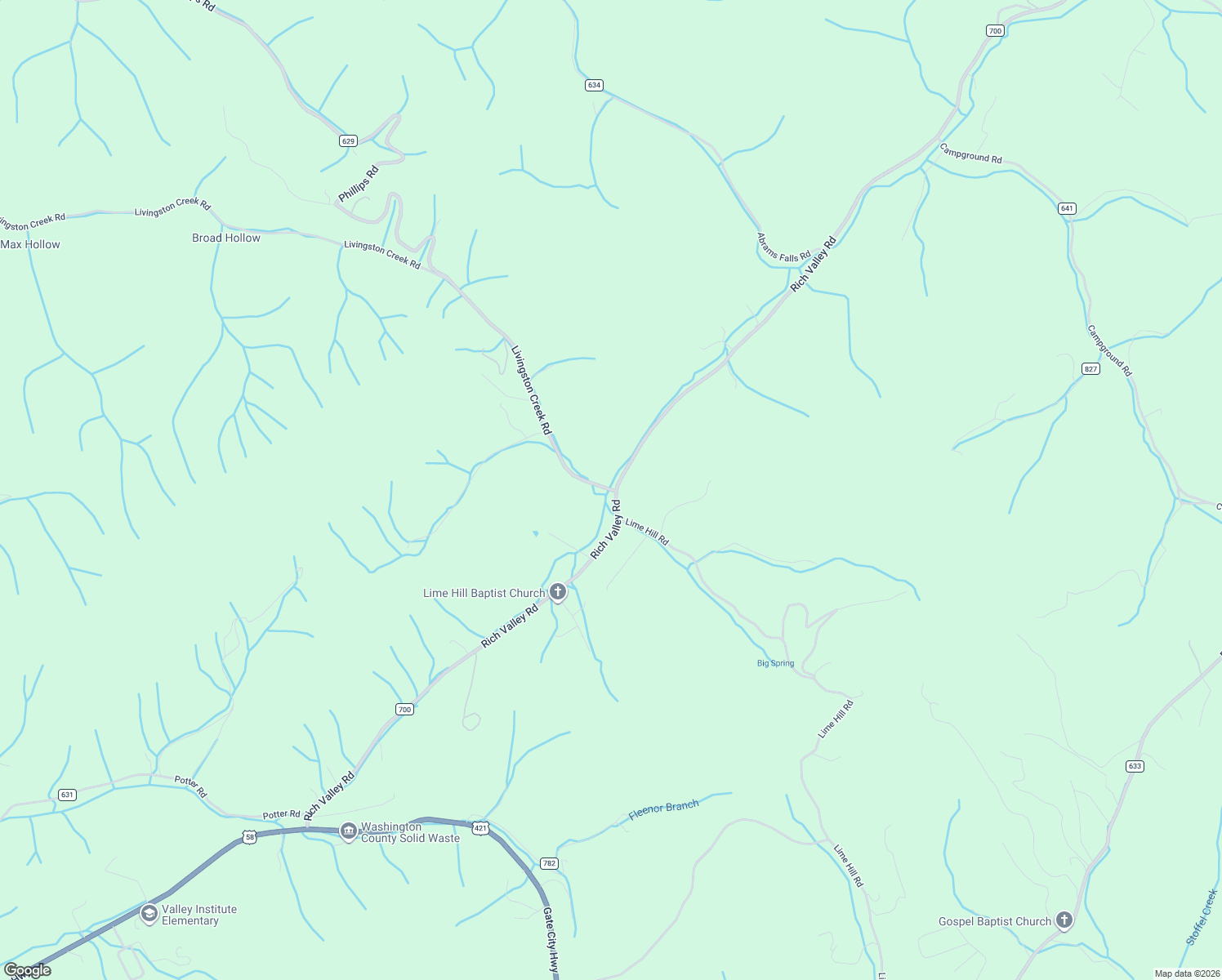 map of restaurants, bars, coffee shops, grocery stores, and more near 4313 County Road 617 in Bristol