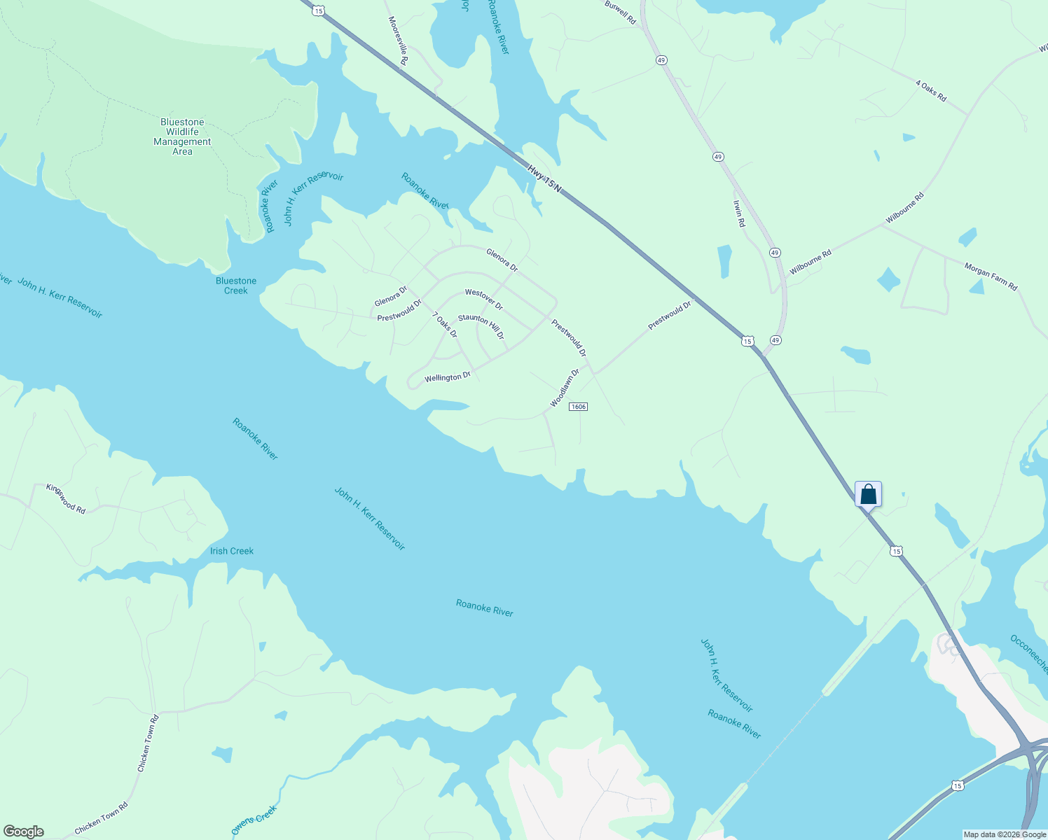 map of restaurants, bars, coffee shops, grocery stores, and more near State Route 1605 in Clarksville