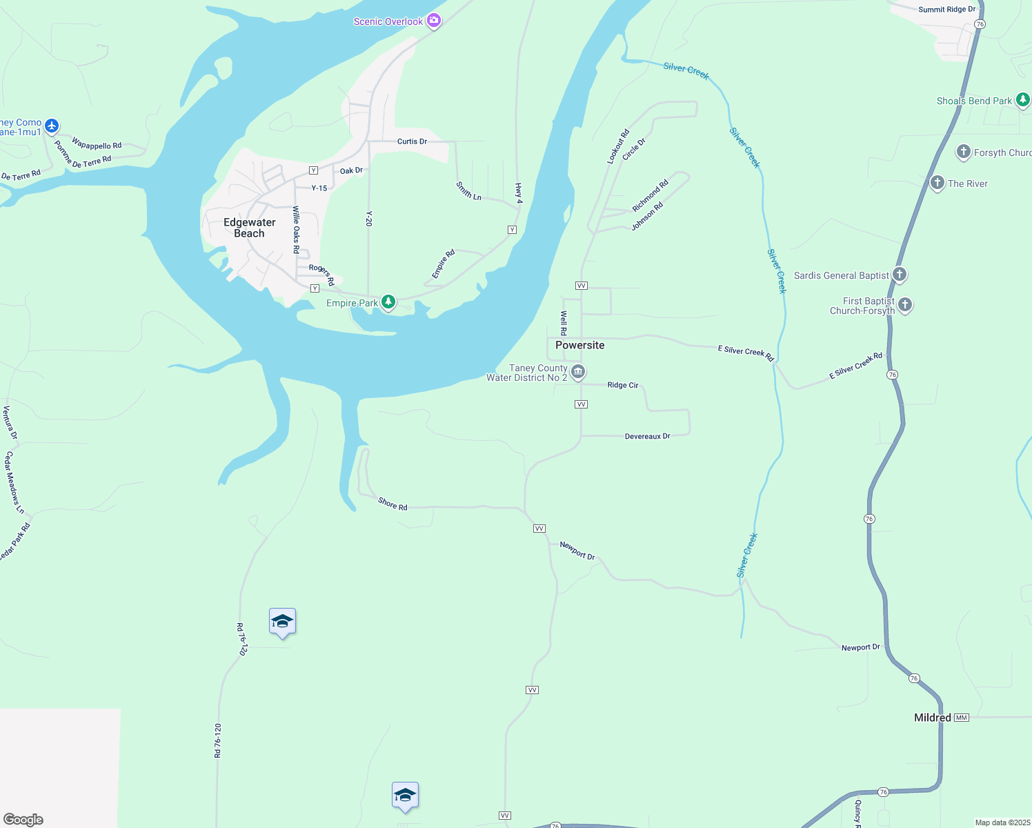 map of restaurants, bars, coffee shops, grocery stores, and more near in Powersite