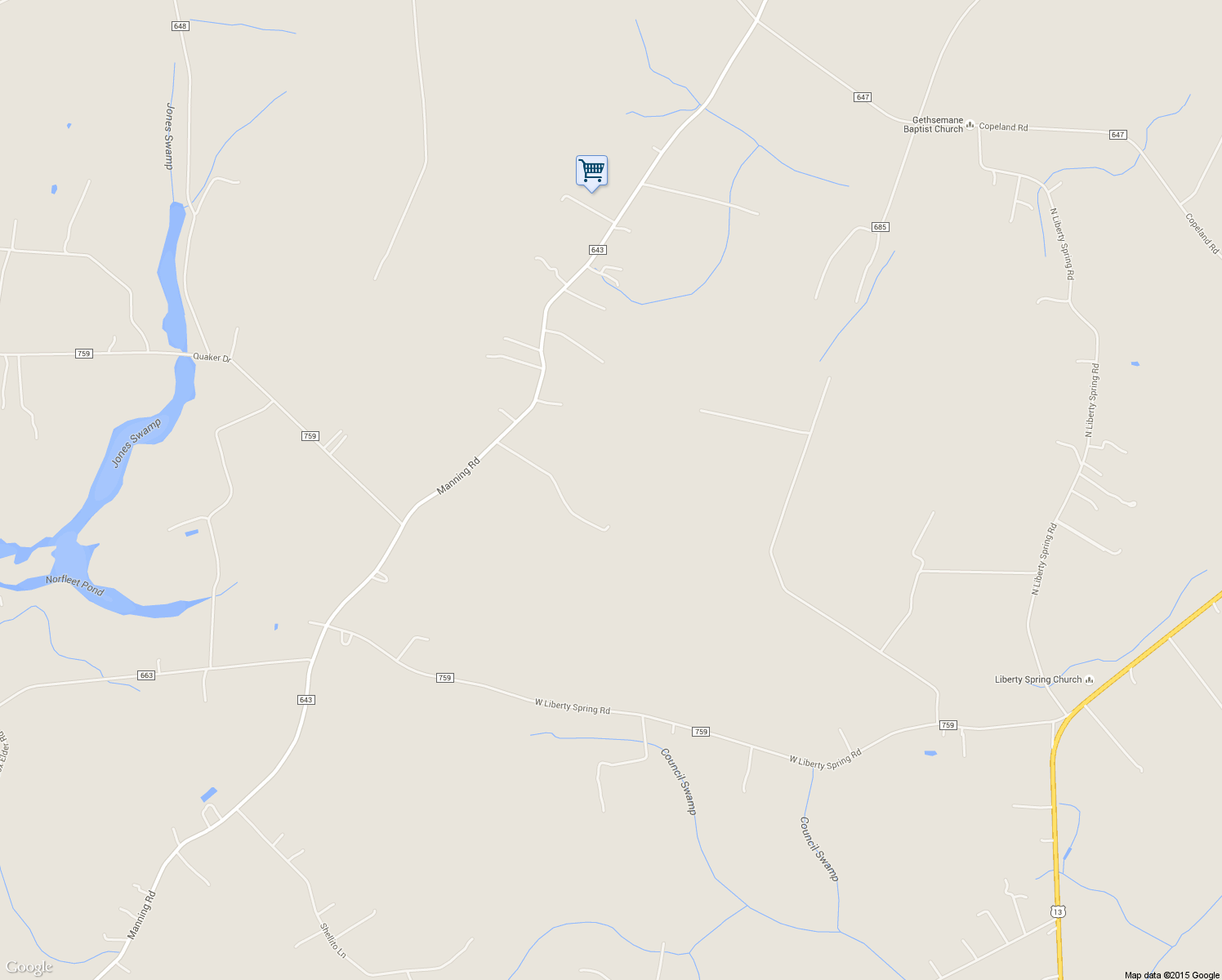 map of restaurants, bars, coffee shops, grocery stores, and more near 1057 Bent Pine Lane in Suffolk