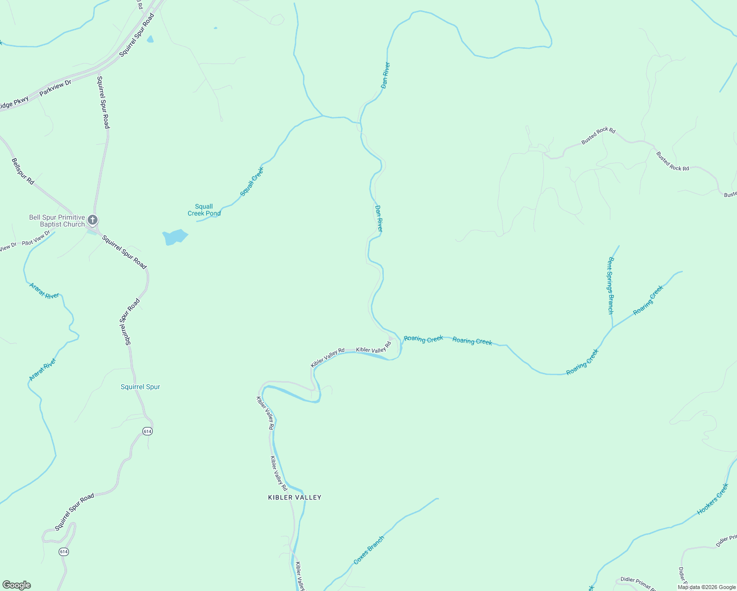 map of restaurants, bars, coffee shops, grocery stores, and more near Kibler Valley Road in Meadows of Dan